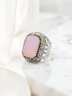 Rectangular Crystal Pavé Cocktail Ring R2814 - Sliver