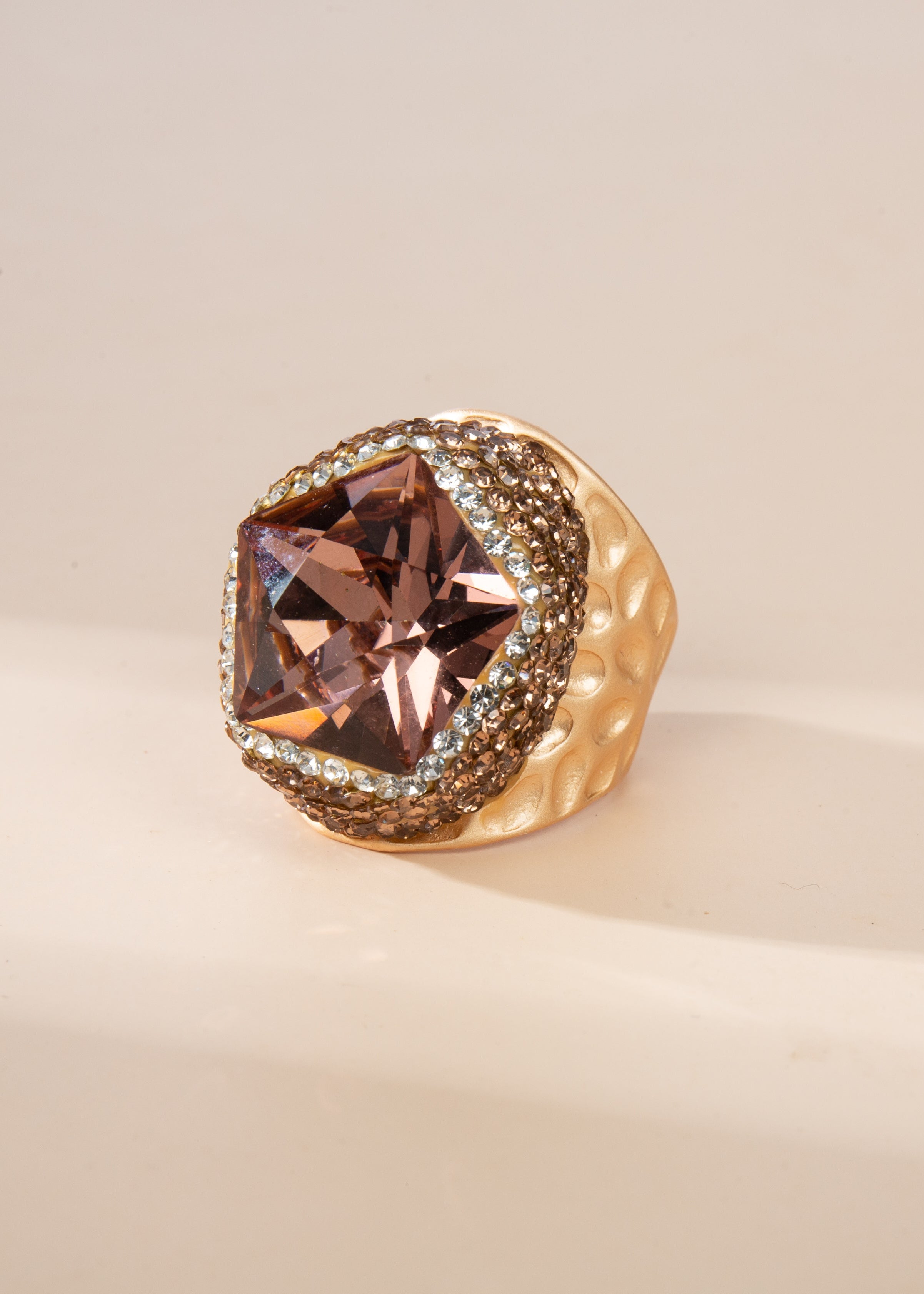 Crystal Pavé Cocktail Ring R2817 - Gold