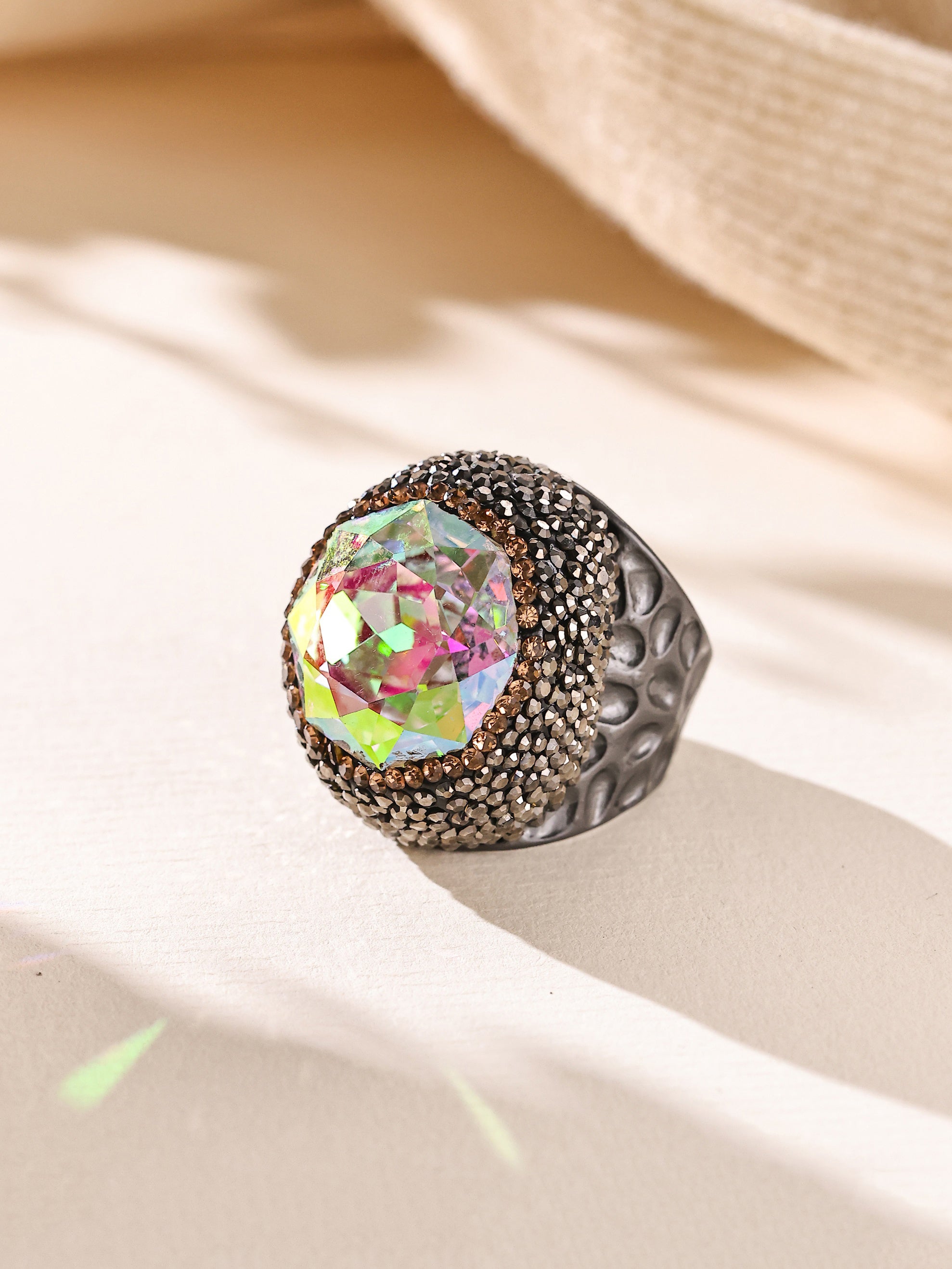Round Crystal Pavé Cocktail Ring R2818