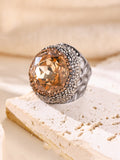 Round Crystal Pavé Cocktail Ring R2818 - view 3