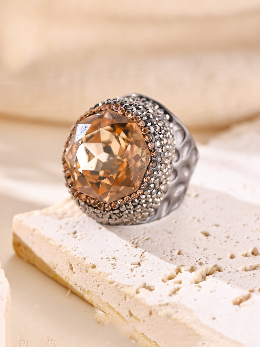 Round Crystal Pavé Cocktail Ring R2818