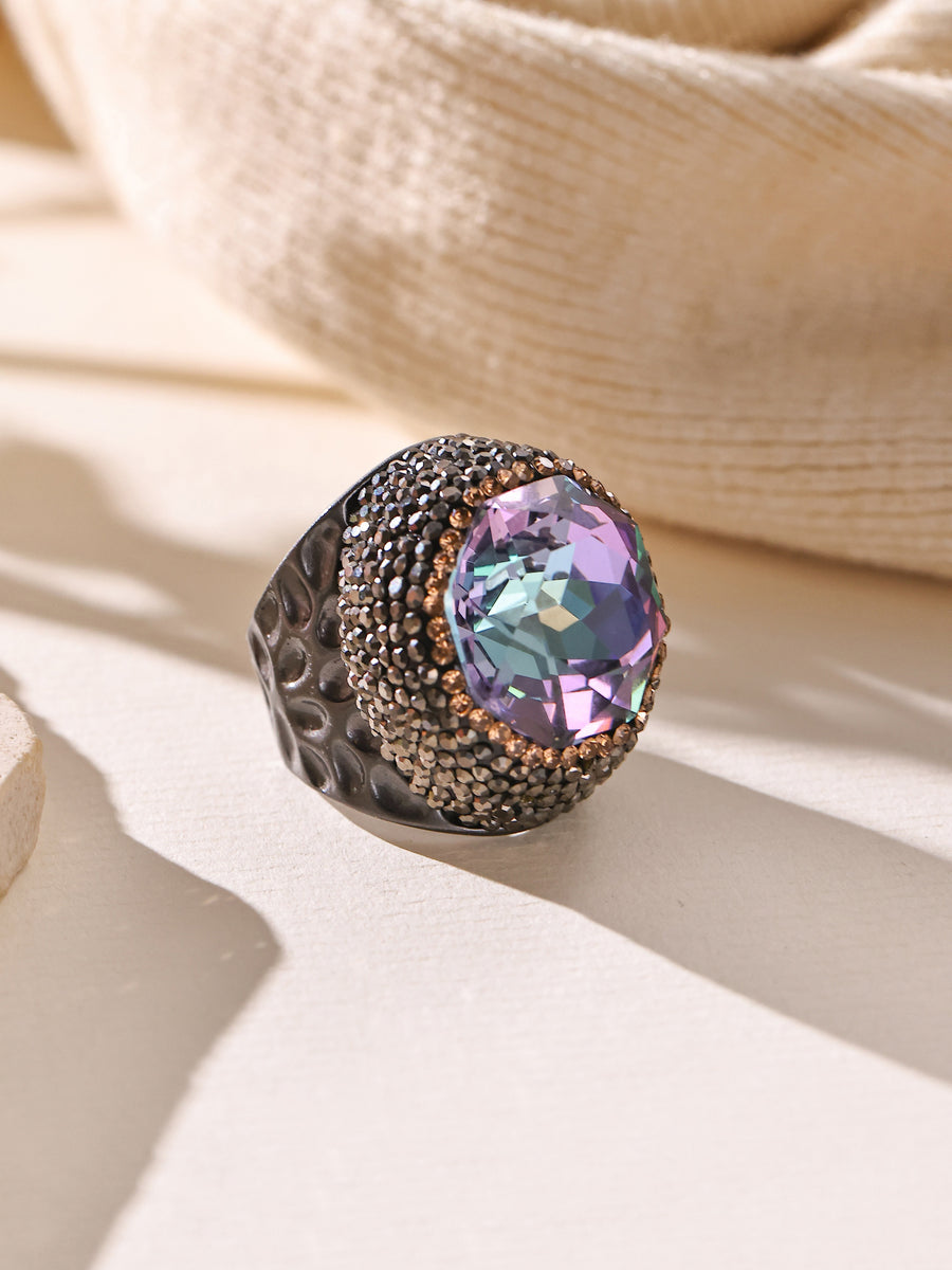Round Crystal Pavé Cocktail Ring R2818