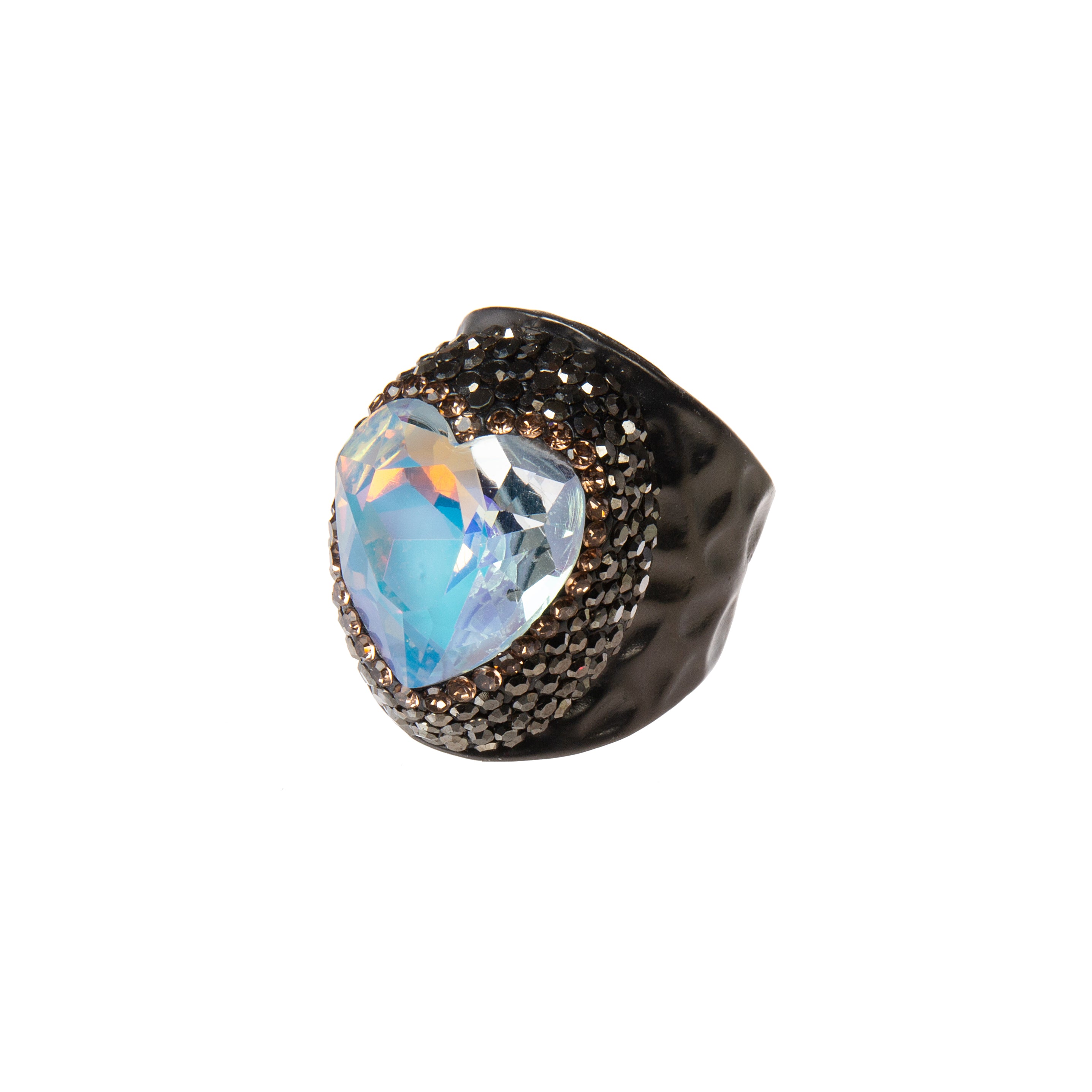 Crystal Heart Pavé Cocktail Ring R2819