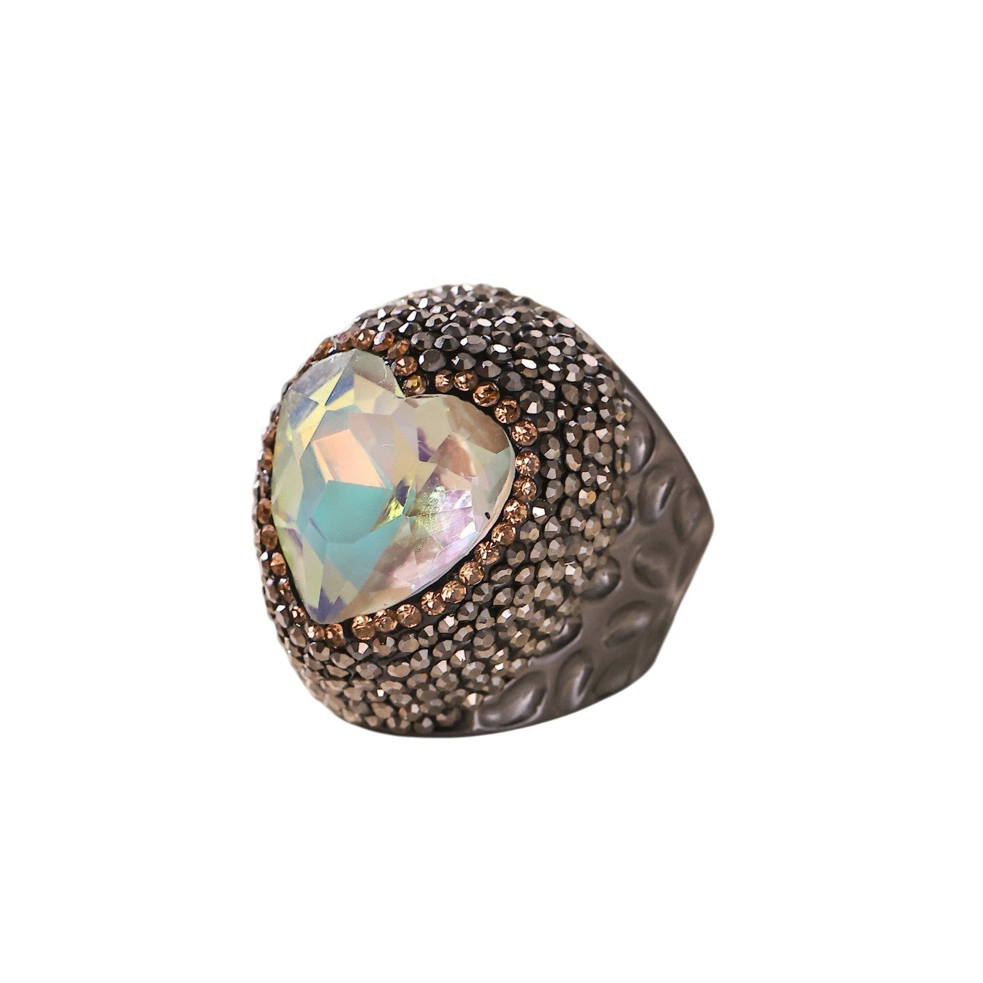 Crystal Heart Pavé Cocktail Ring R2819