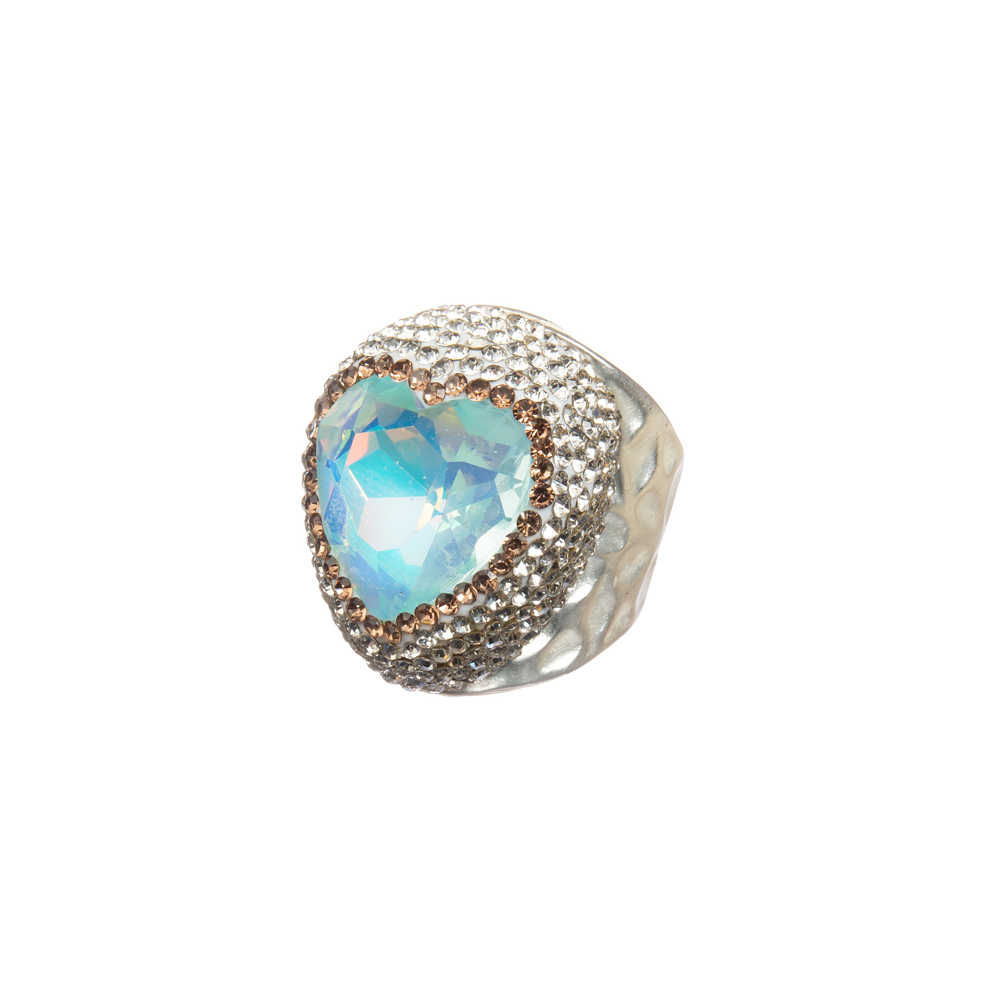 Crystal Heart Pavé Cocktail Ring R2819