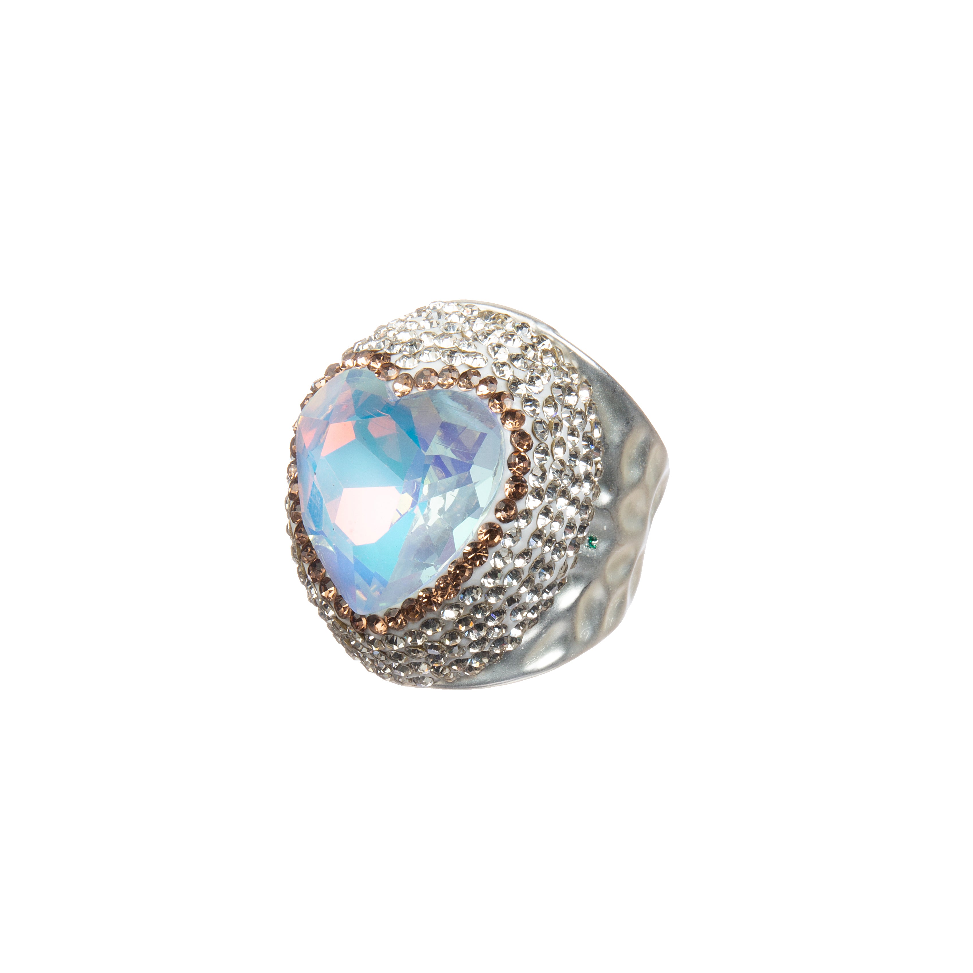 Crystal Heart Pavé Cocktail Ring R2819