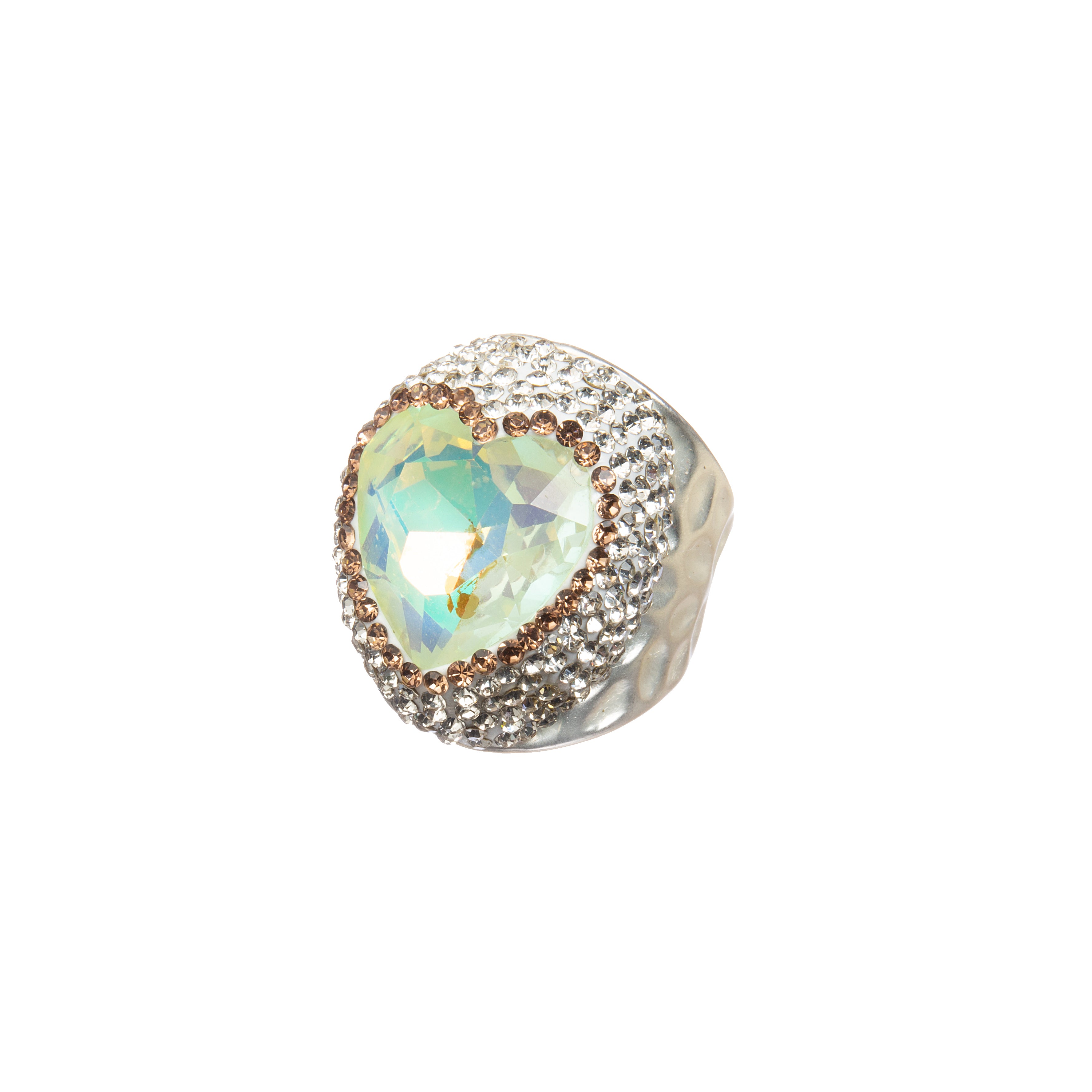 Crystal Heart Pavé Cocktail Ring R2819
