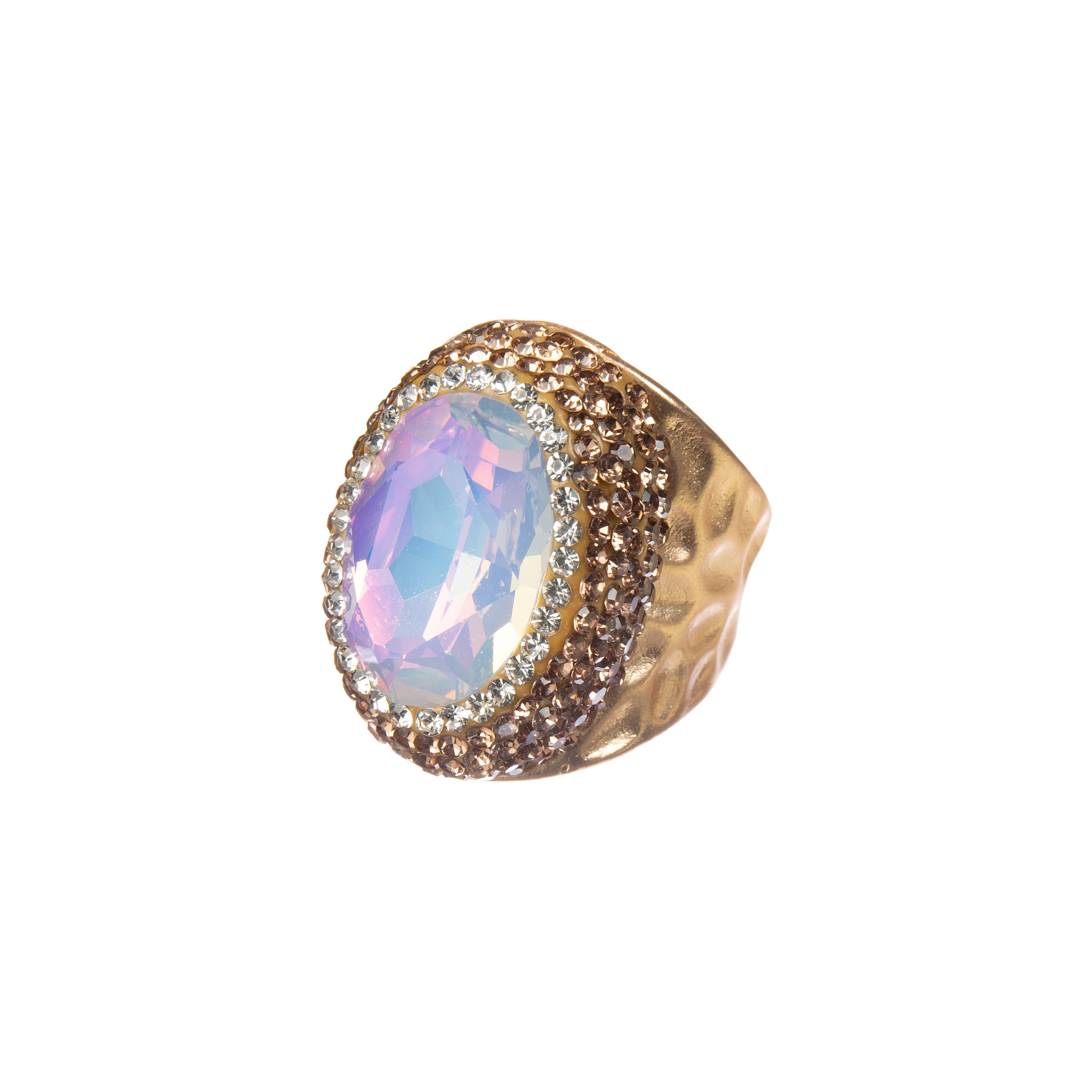 Crystal Pavé Cocktail Ring R2822 -Gold