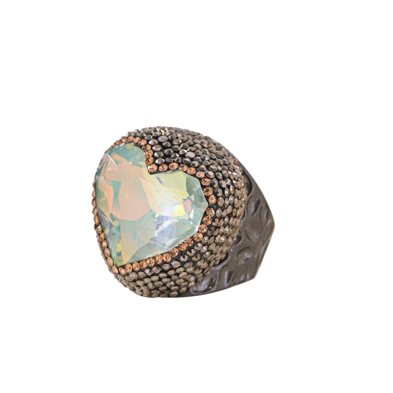 Crystal Heart Pavé Cocktail Ring R2823