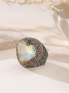 Crystal Heart Pavé Cocktail Ring R2823