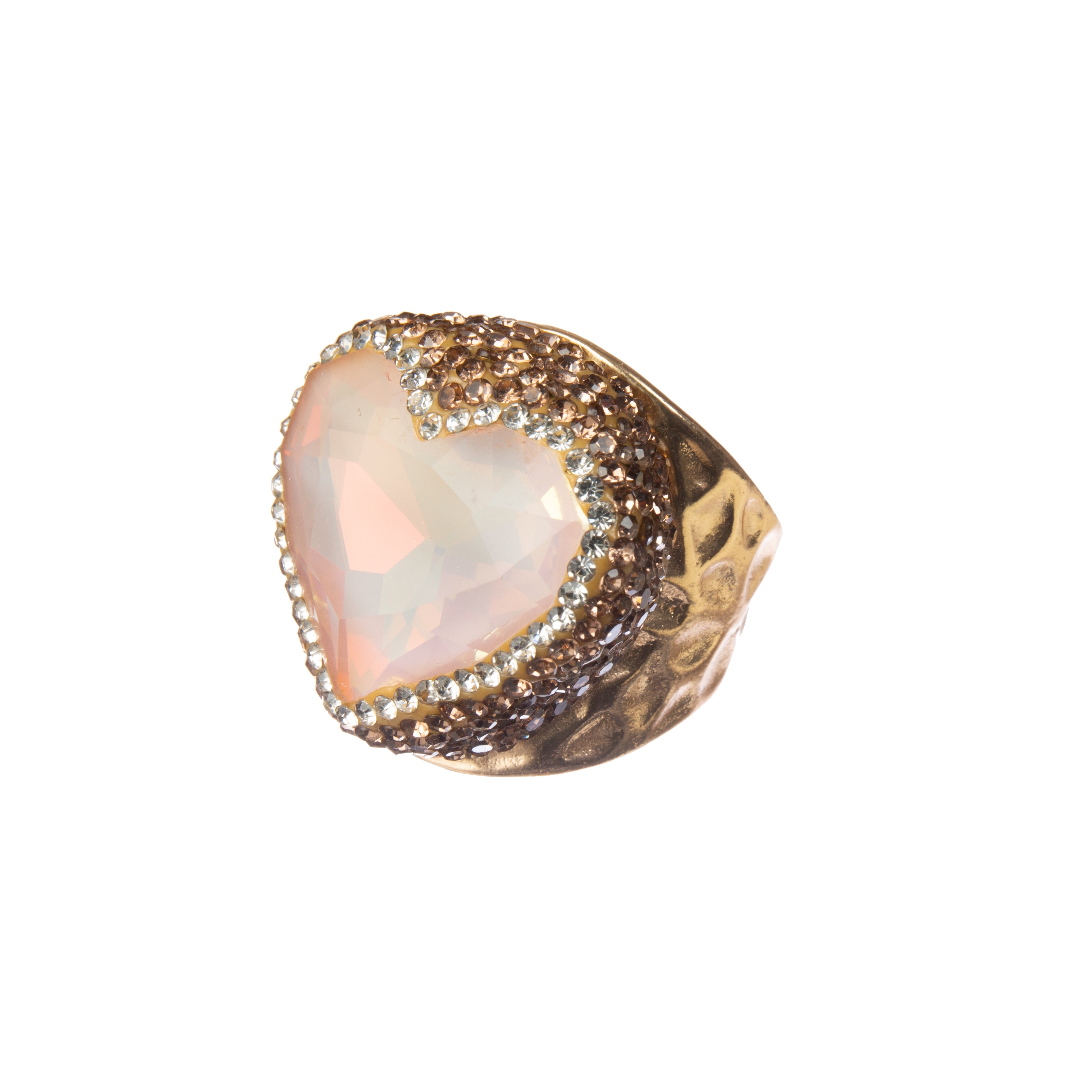 Crystal Heart Pavé Cocktail Ring R2823
