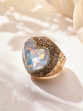Heart Shape Crystal Pav¨¦ Cocktail Ring R2823-Gold