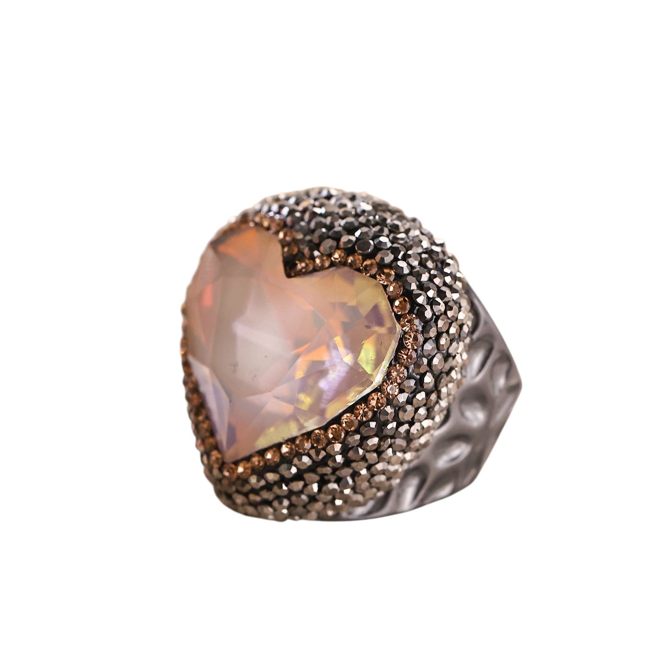 Crystal Heart Pavé Cocktail Ring R2823