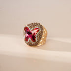 Butterfly Crystal Pavé Cocktail Ring R2824-Gold