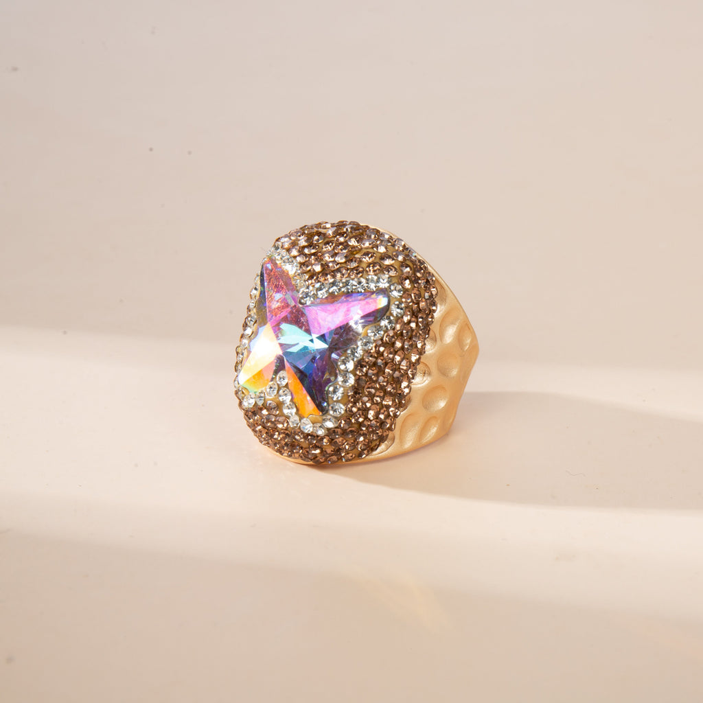 Butterfly Crystal Pavé Cocktail Ring R2824-Gold