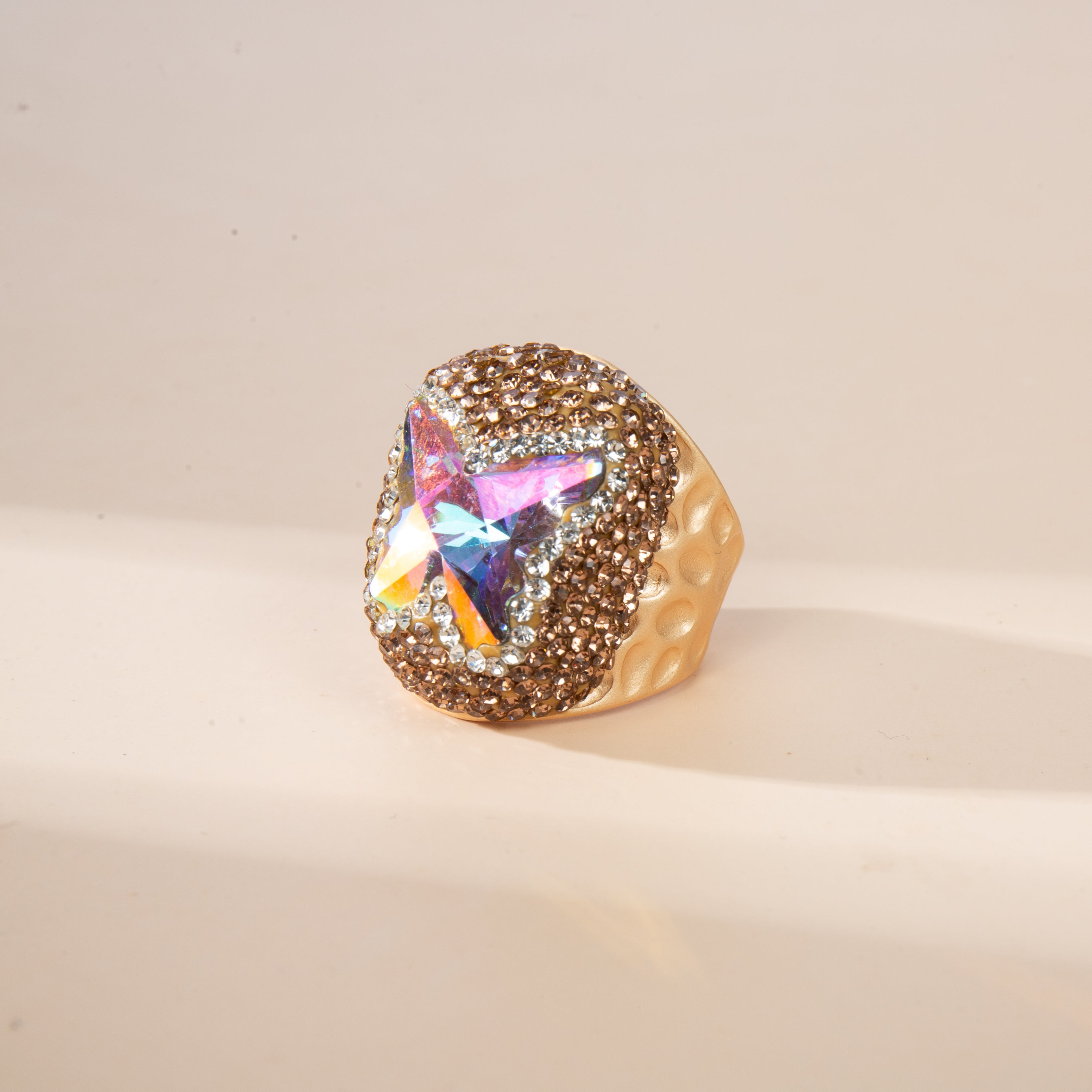 Butterfly Crystal Pavé Cocktail Ring R2824-Gold