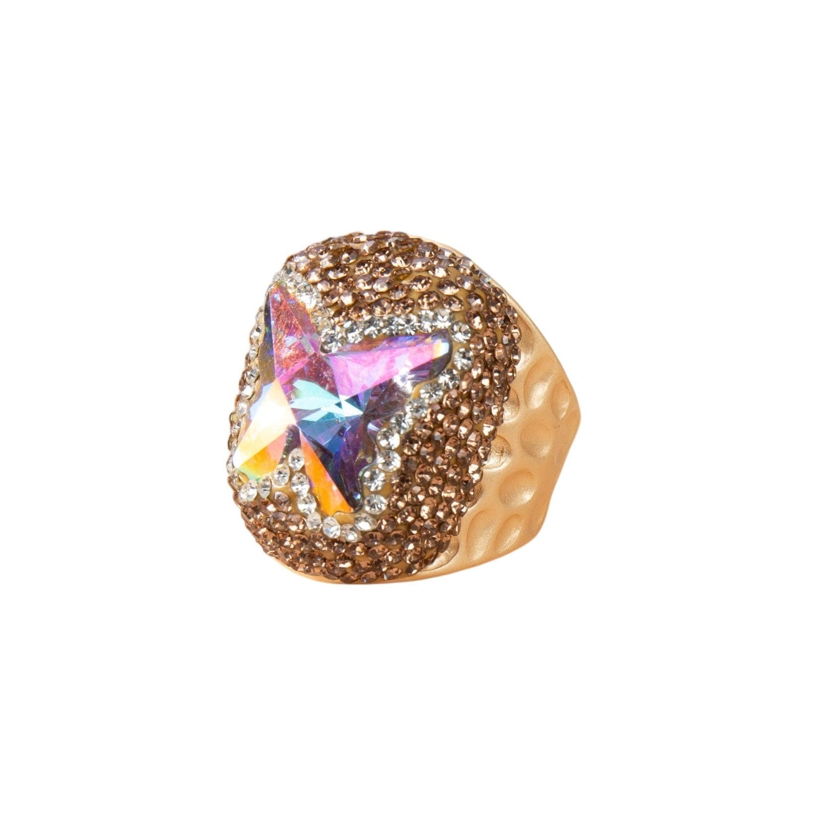 Butterfly Crystal Pavé Cocktail Ring R2824-Gold