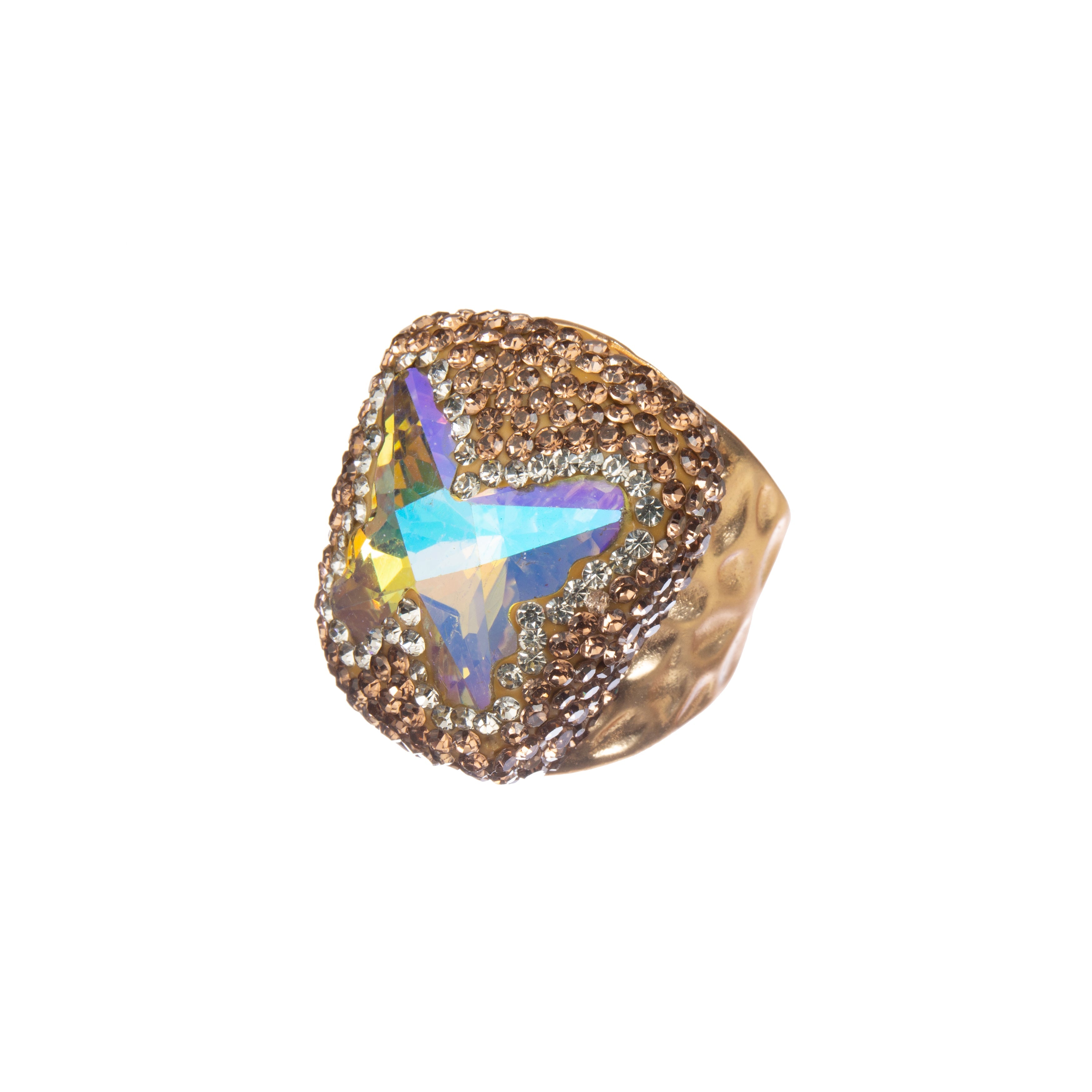 Butterfly Crystal Pavé Cocktail Ring R2824-Gold