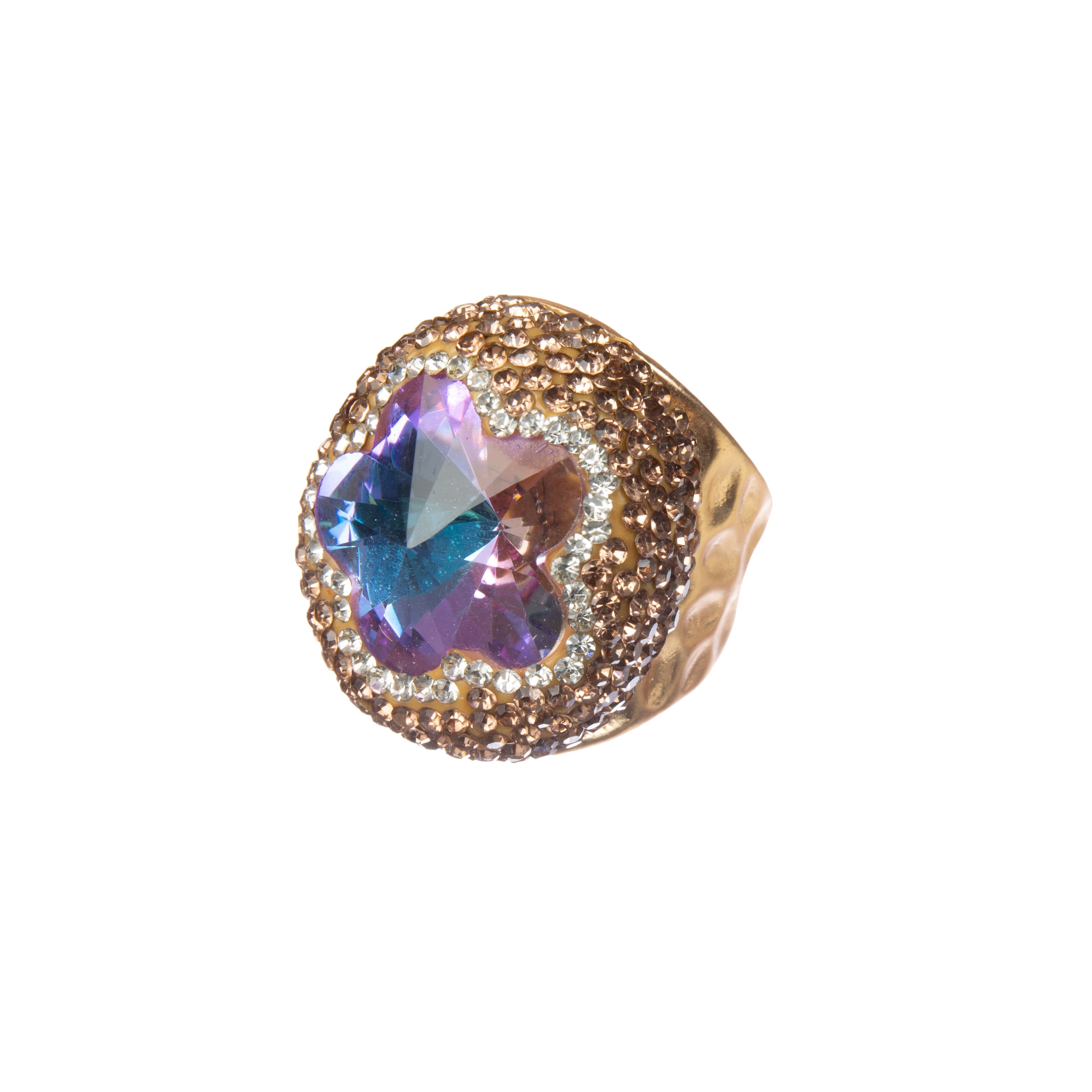 Flower Crystal Alloy Ring R2826