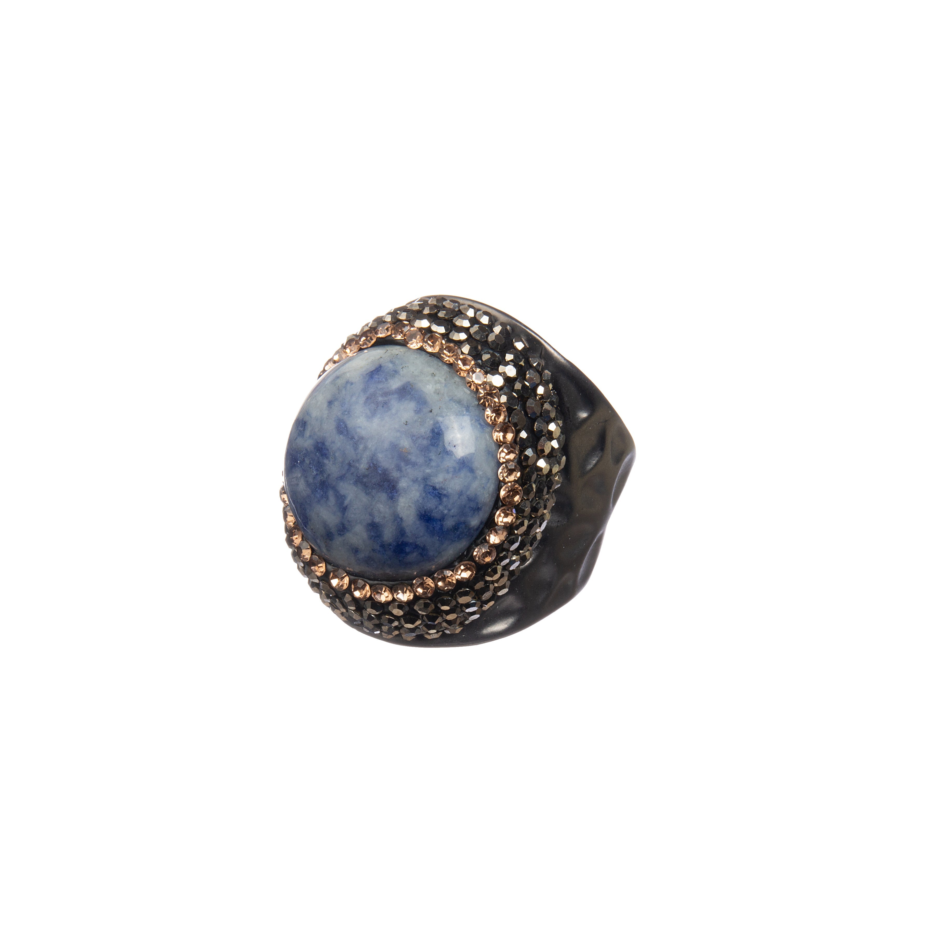 Blue Spot Jasper Pavé Cocktail Ring R2833