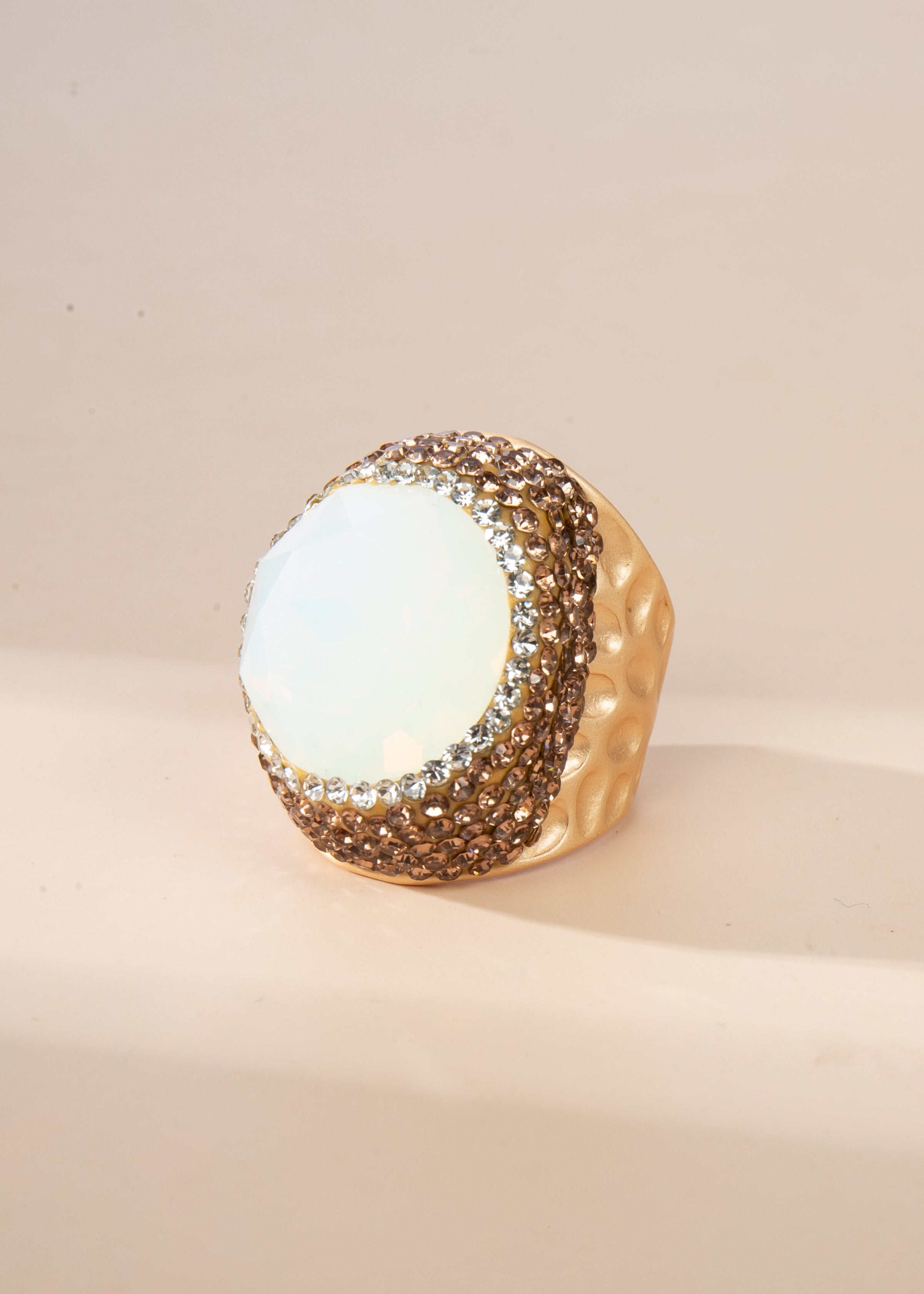 Crystal Pavé Cocktail Ring R2834-Gold