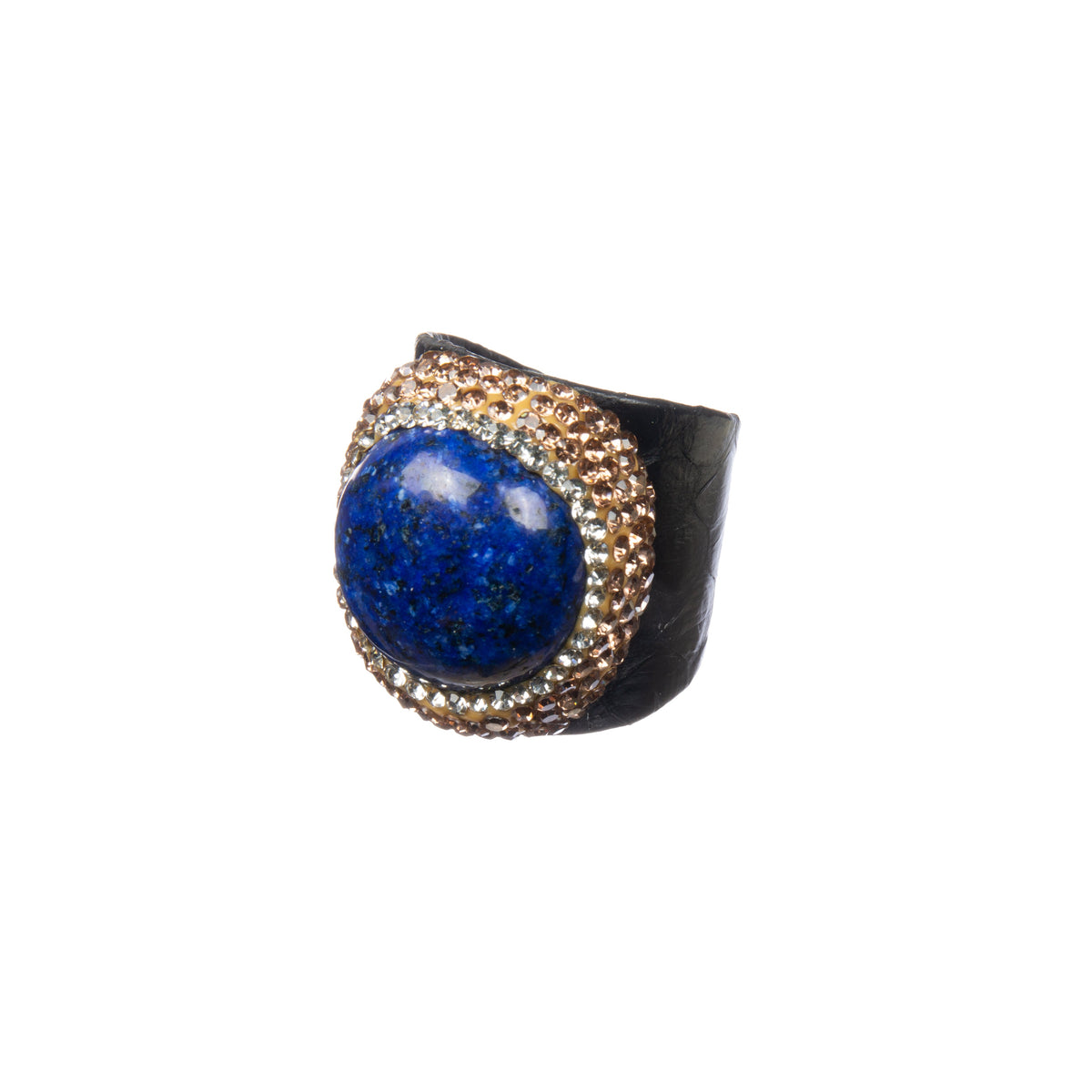 Composed Turquoise Leather Pavé Cocktail Ring R2837