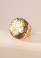 Shell Pavé Cocktail Ring R2851 - Gold