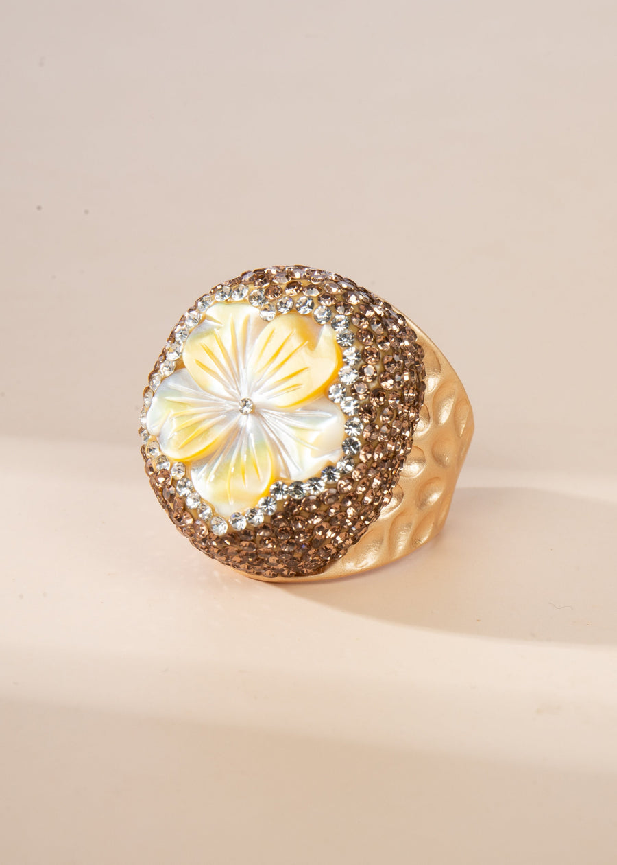Shell Pavé Cocktail Ring R2851 - Gold