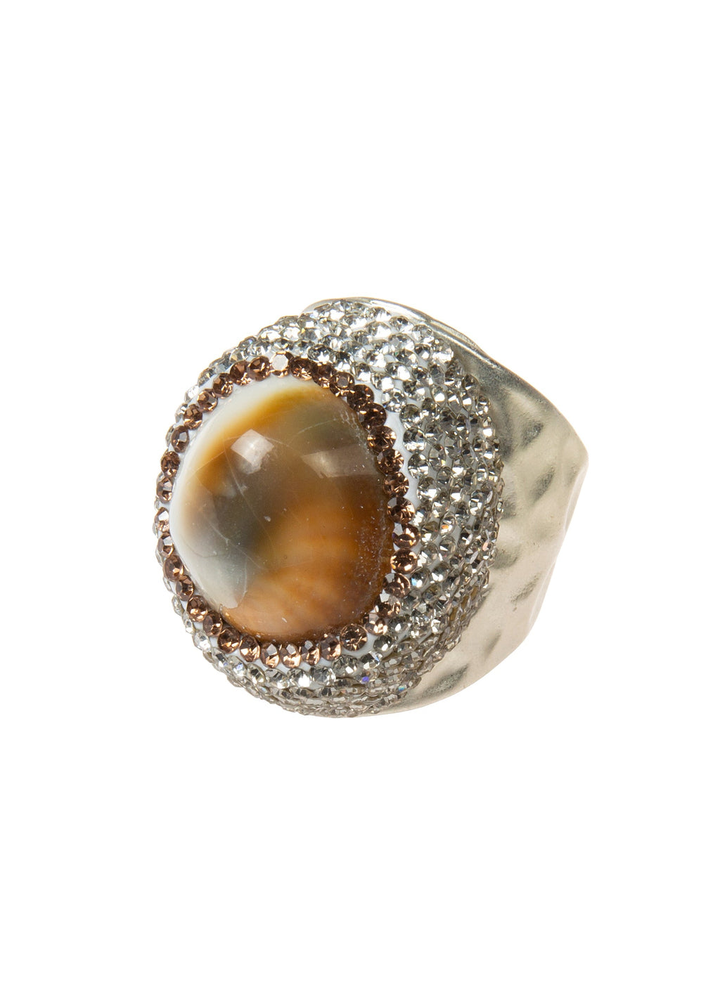 Shell Pavé Cocktail Ring R2852- Sliver