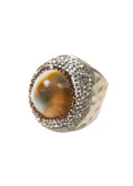 Shell Pavé Cocktail Ring R2852- Sliver