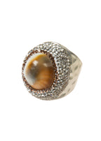 Shell Pavé Cocktail Ring R2852- Sliver