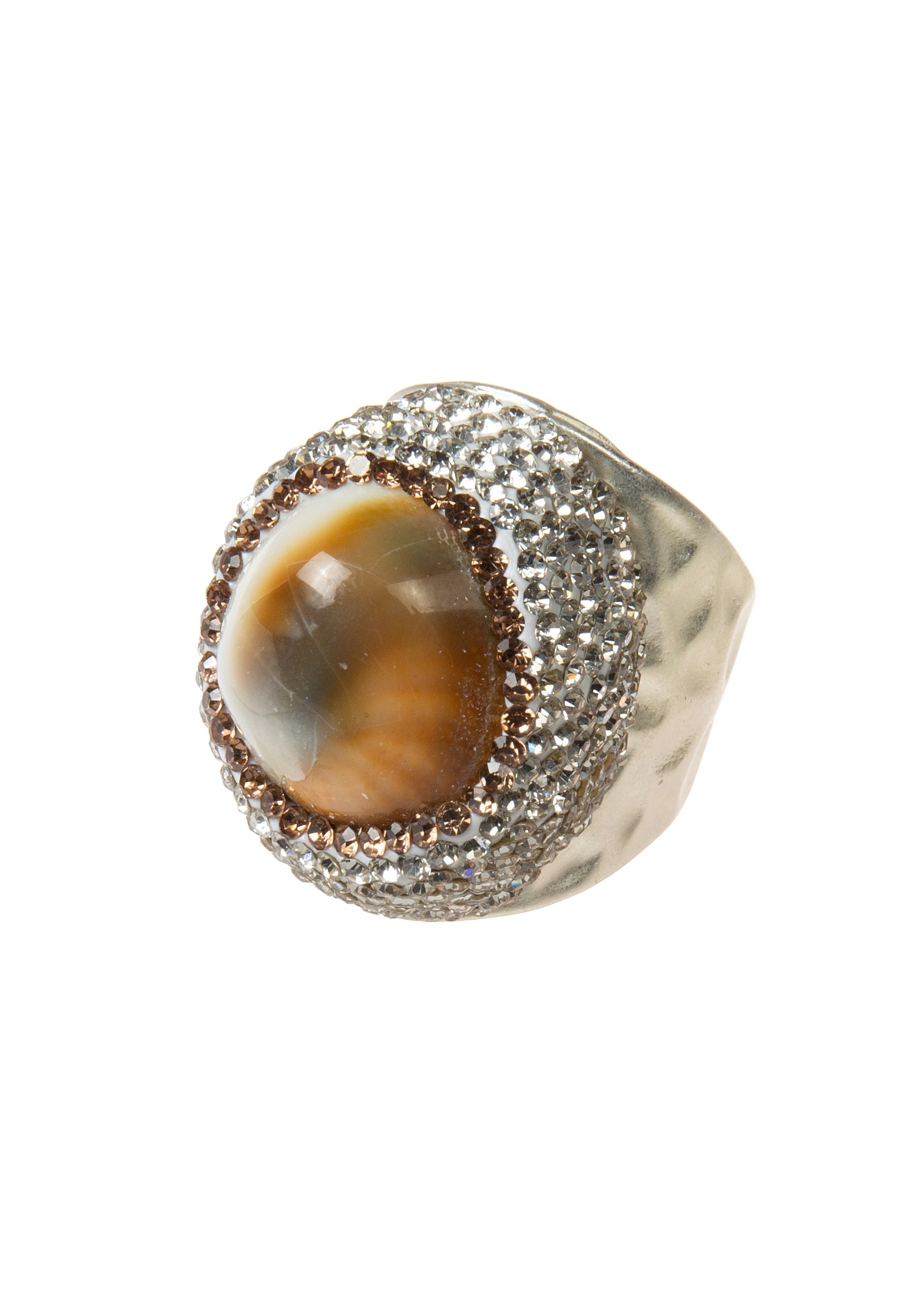 Shell Pavé Cocktail Ring R2852- Sliver