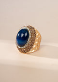 Blue Stripe Agate Pavé Cocktail Ring R2855