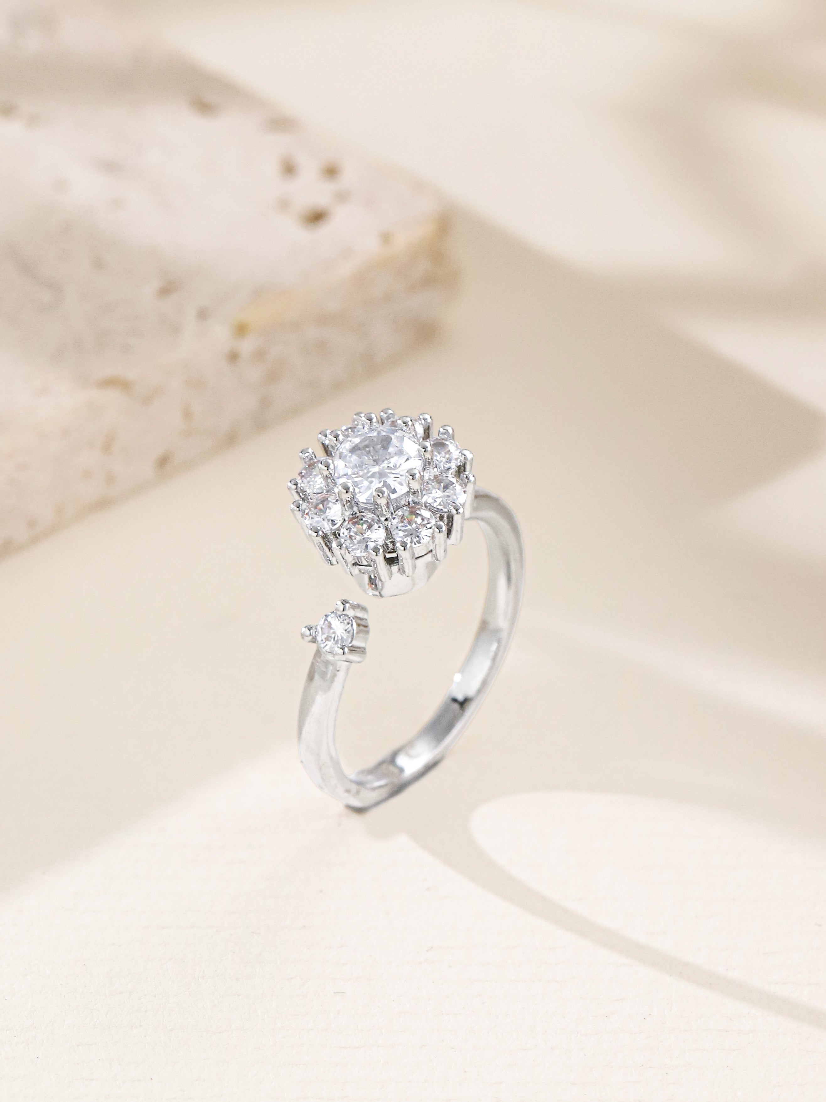 Flower Cubic Zirconia Ring R2858