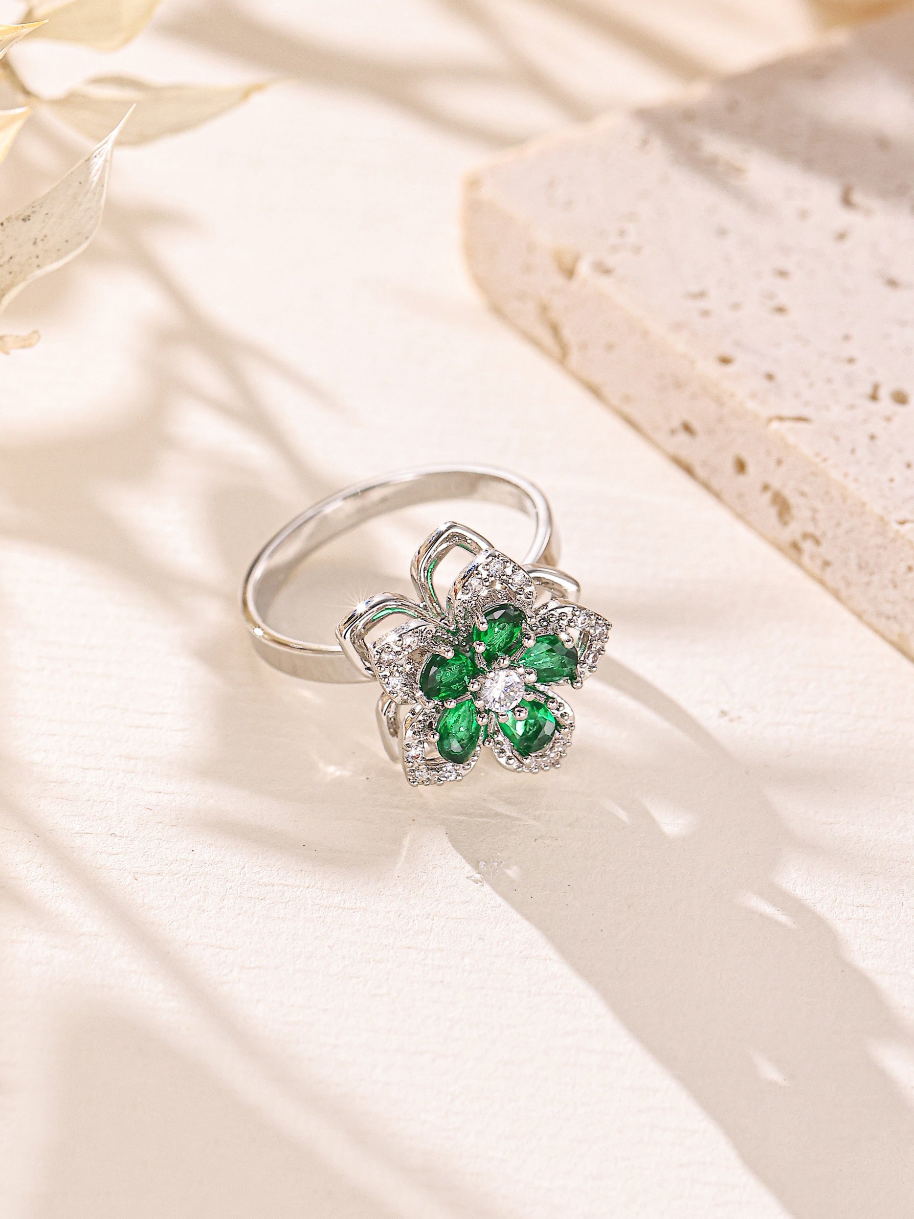 Flower Cubic Zirconia Ring R2876