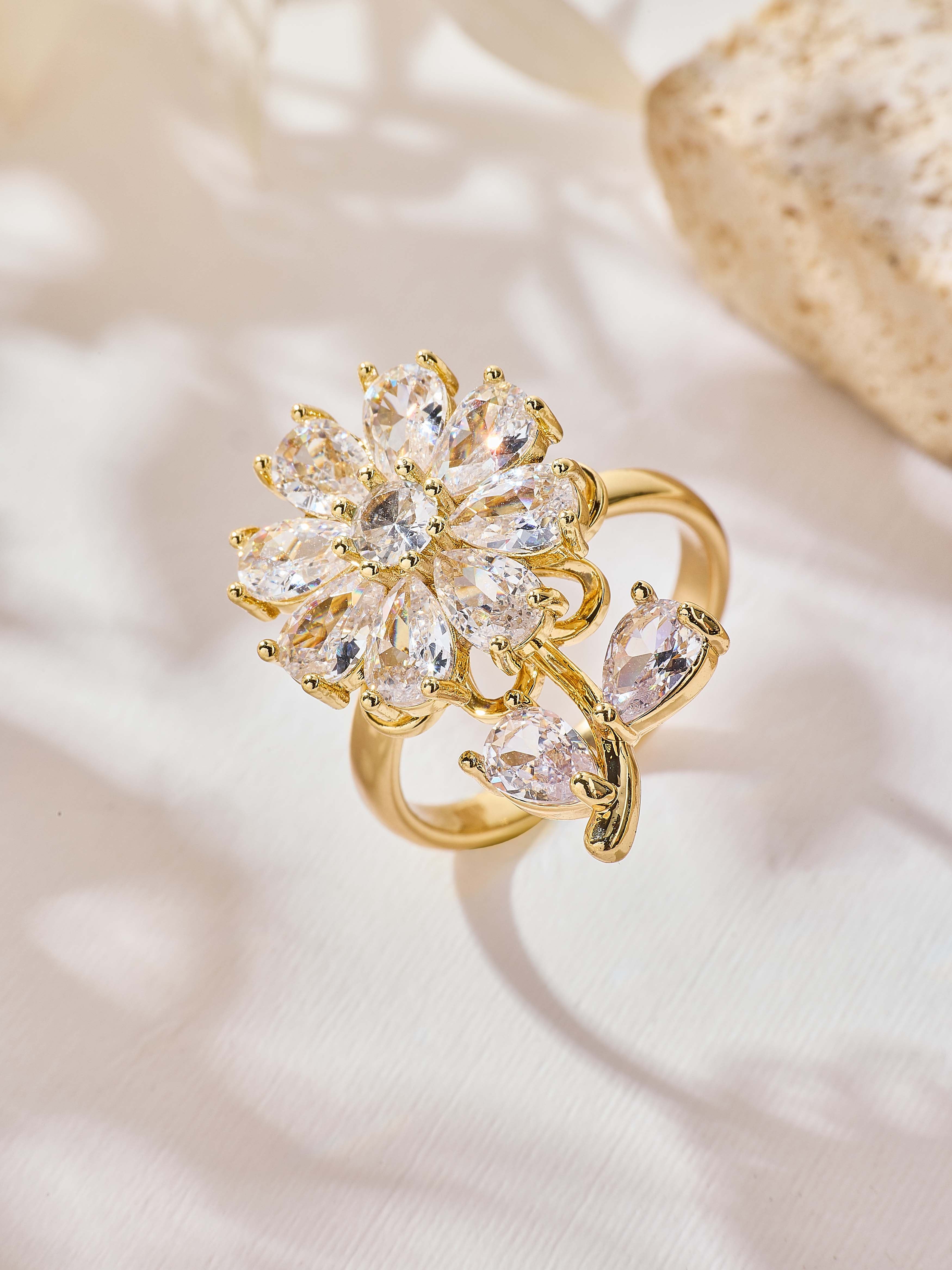 Flower Cubic Zirconia Ring R2885