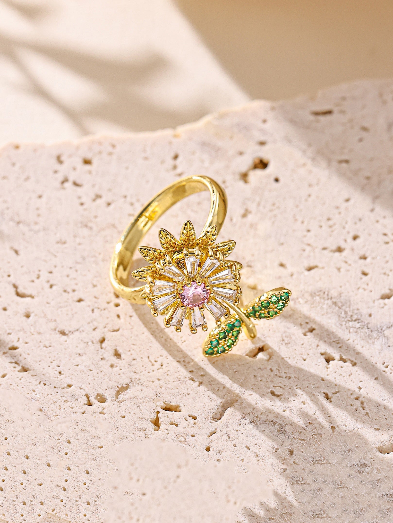 Flower Cubic Zirconia Ring R2886