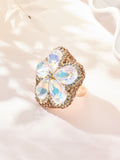 Flower Crystal Pavé Cocktail Ring R2888-Gold