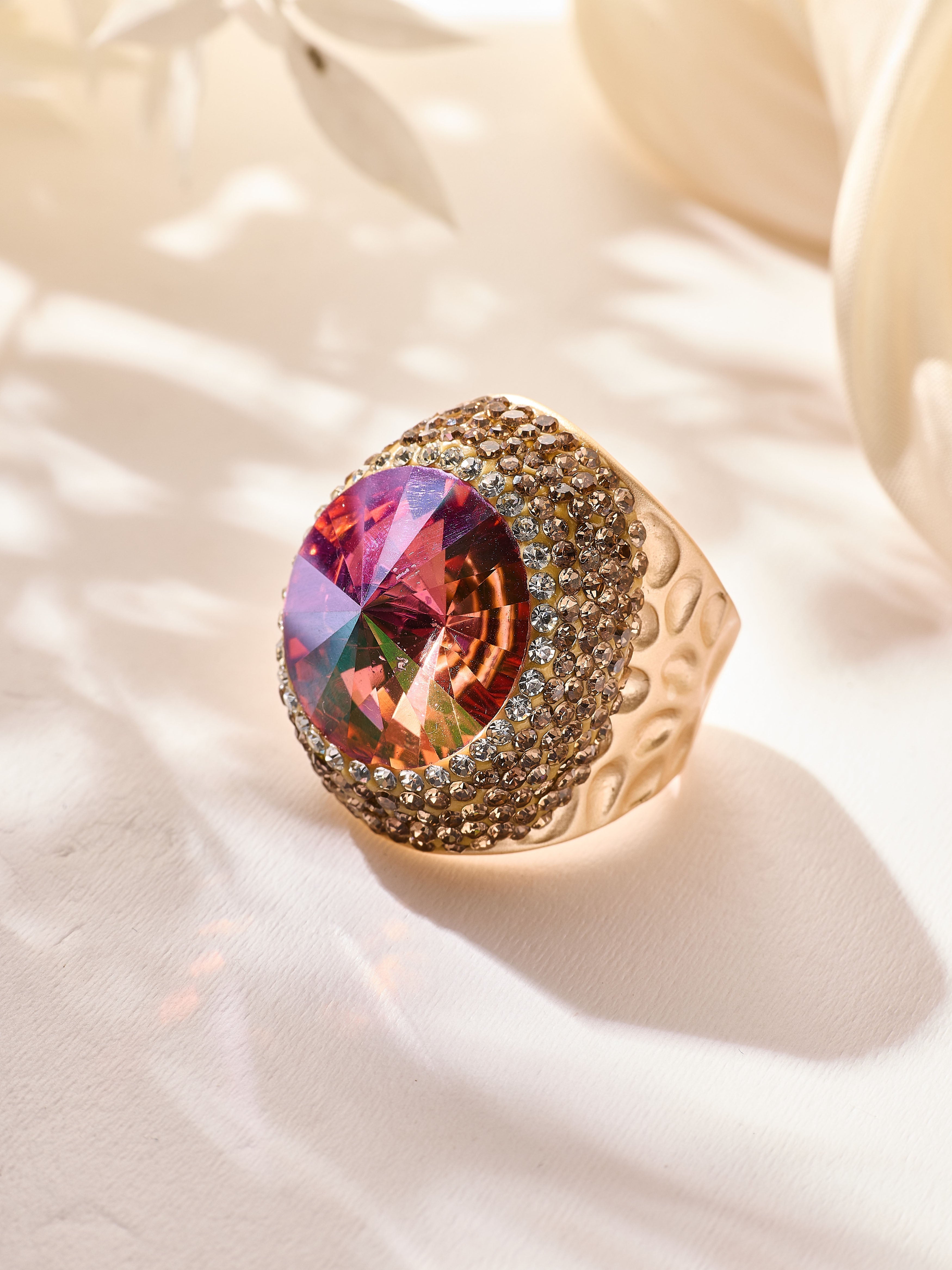 Crystal Pav¨¦ Cocktail Ring R2893