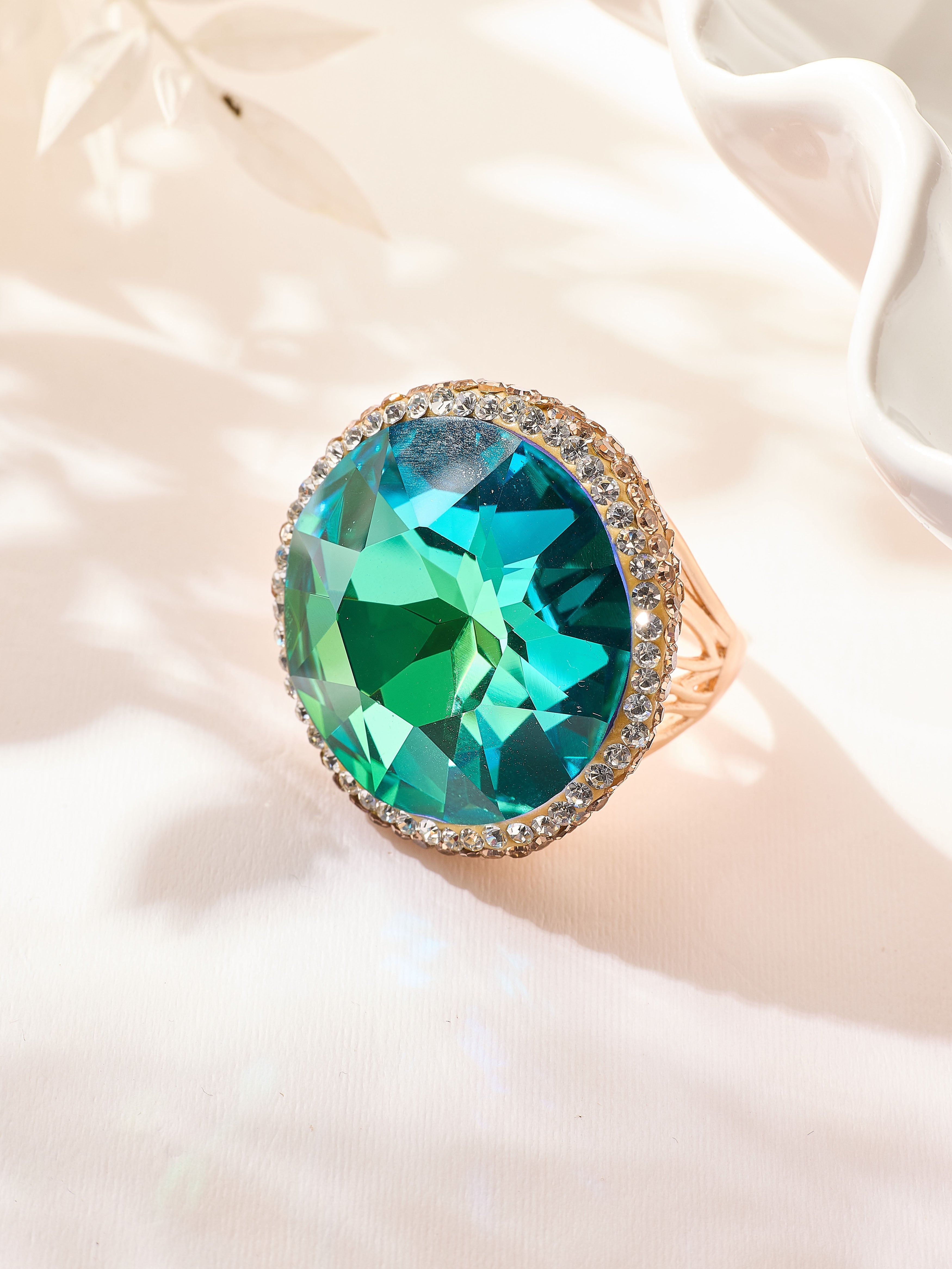 Crystal Pavé Cocktail Ring R2895-Gold