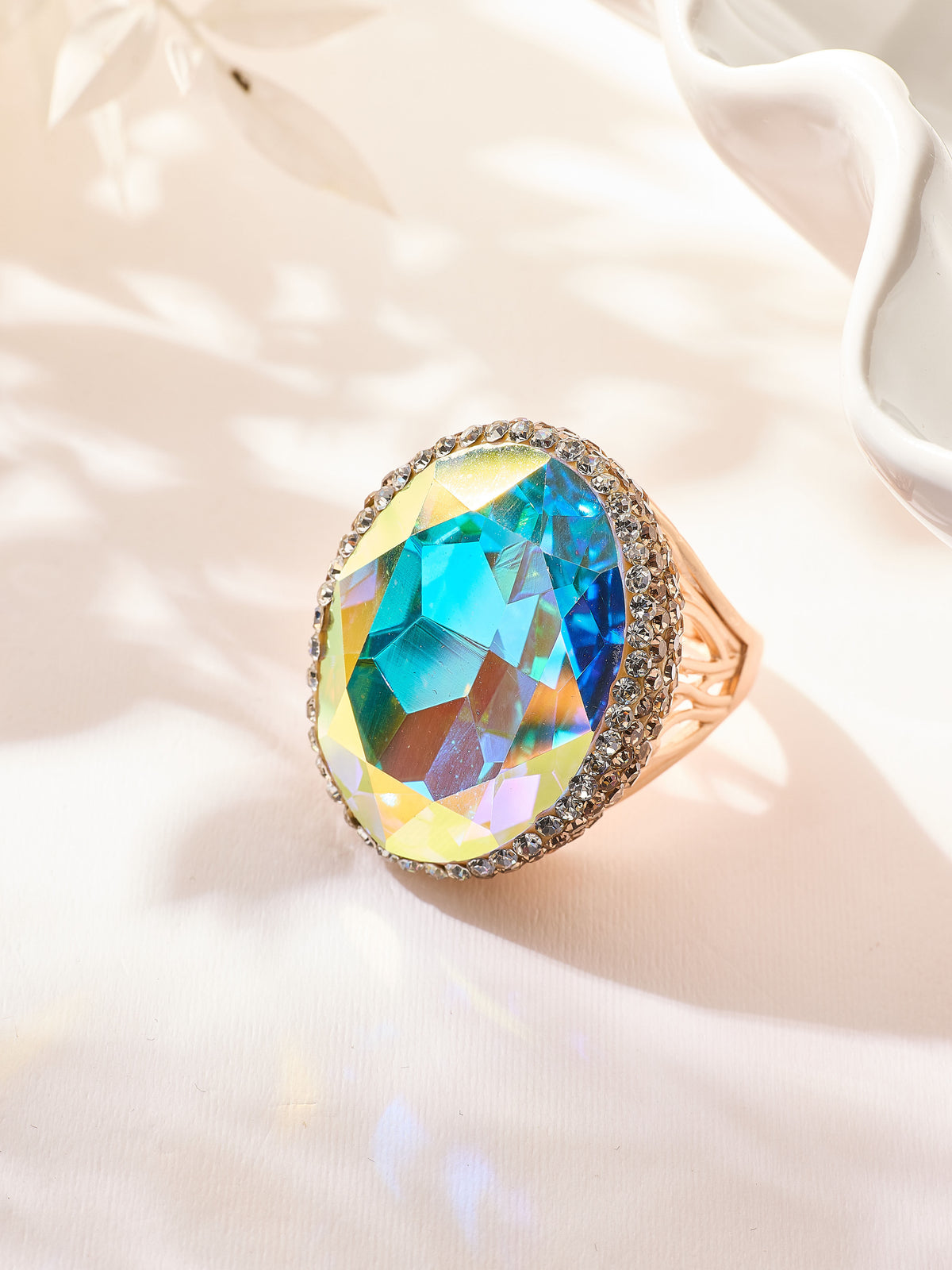 Crystal Pavé Cocktail Ring R2897-Gold