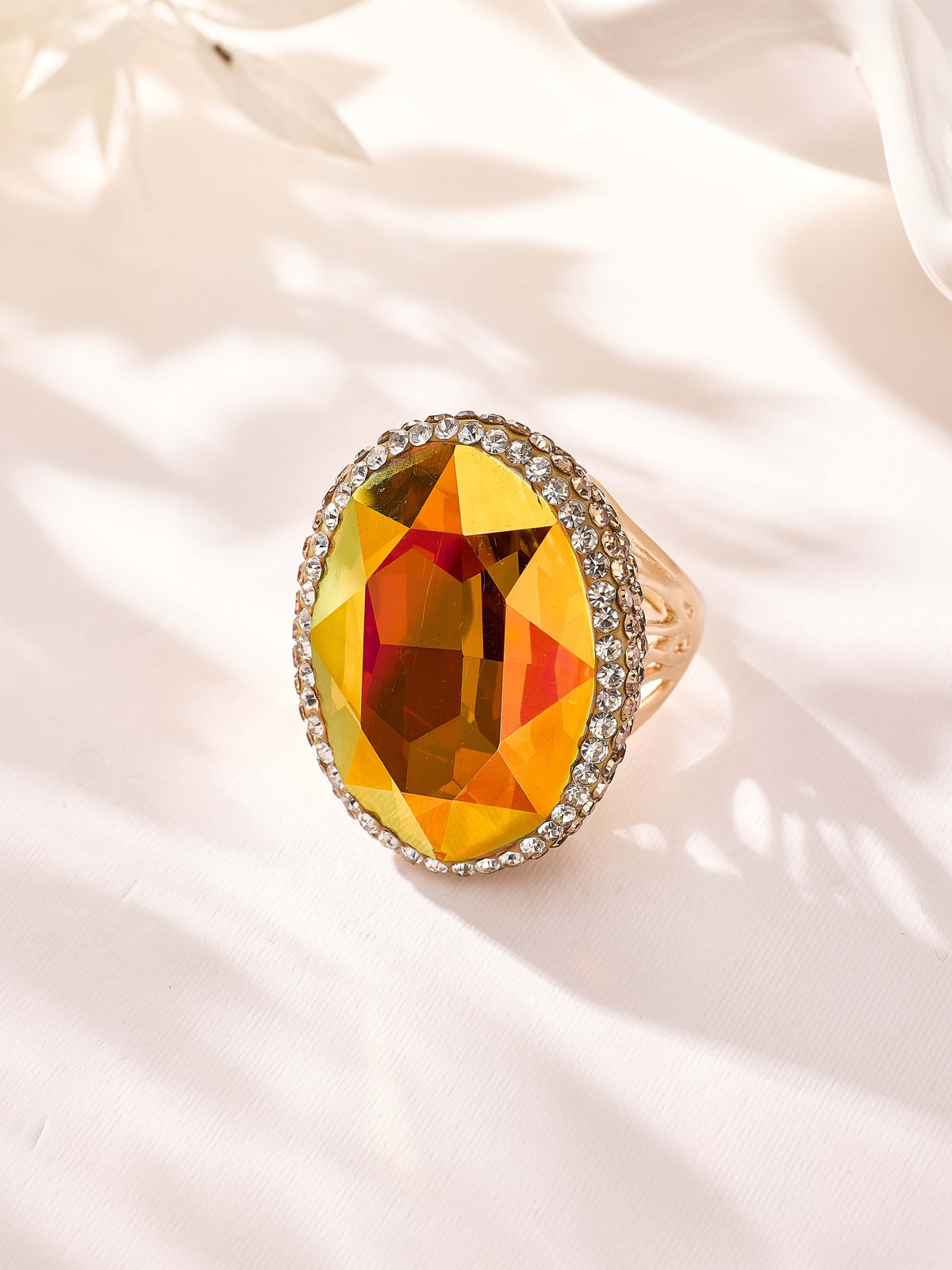 Crystal Pavé Cocktail Ring R2897-Gold