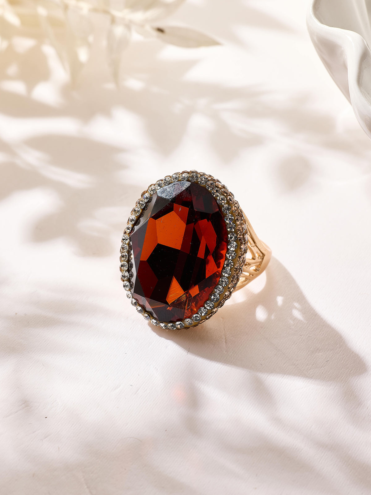 Crystal Pavé Cocktail Ring R2897-Gold