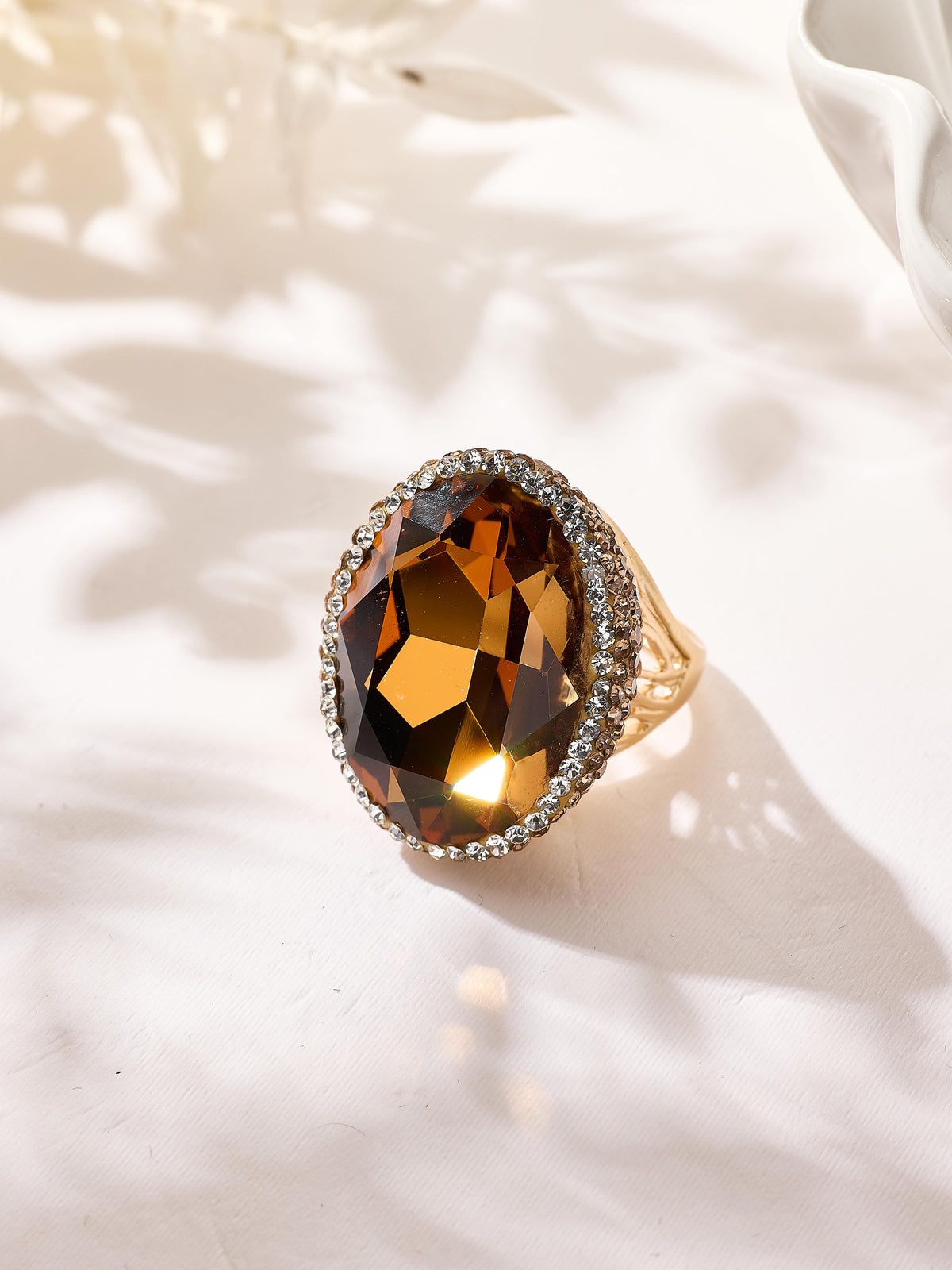 Crystal Pavé Cocktail Ring R2897-Gold