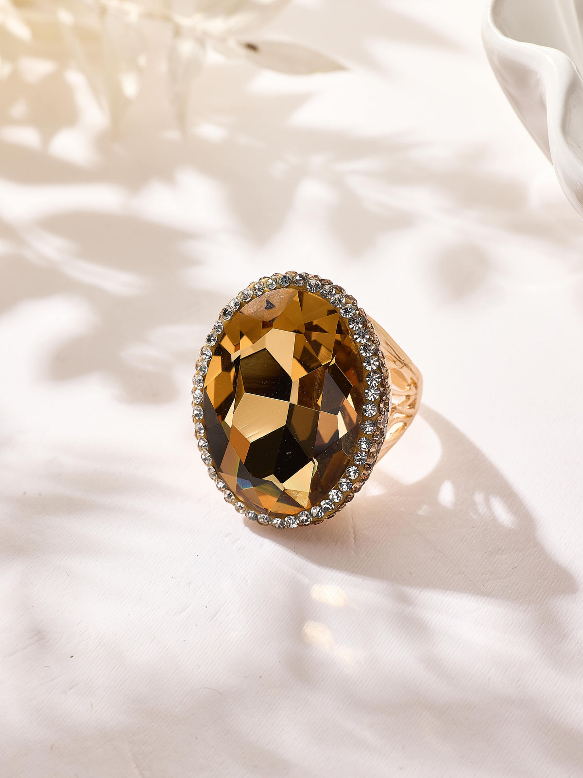 Crystal Pavé Cocktail Ring R2897-Gold