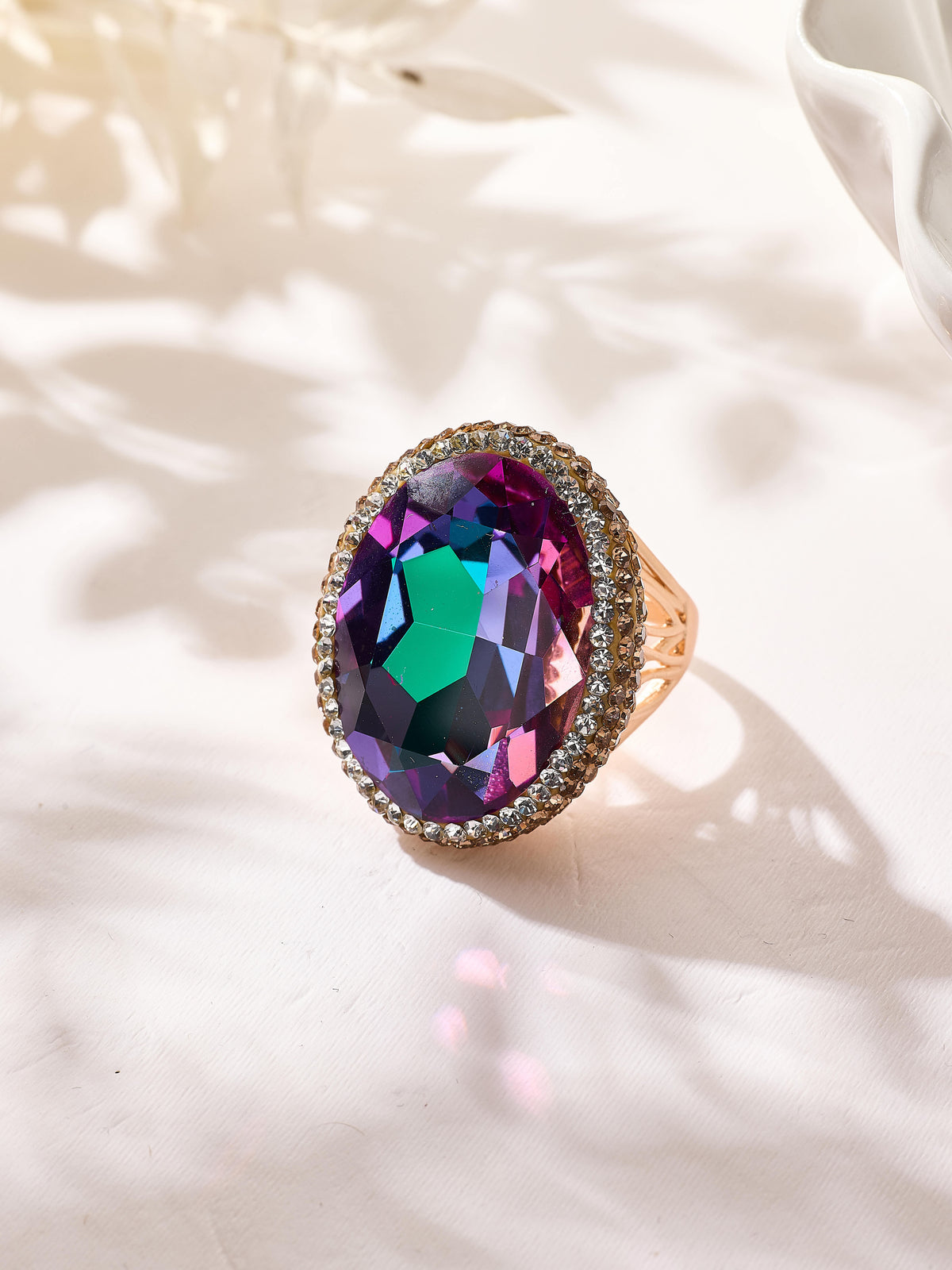Crystal Pavé Cocktail Ring R2897-Gold