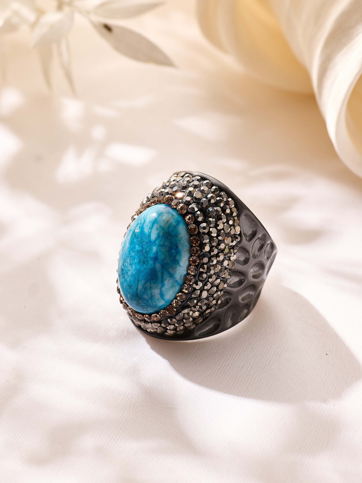 Blue Jade Pavé Cocktail Ring R2898