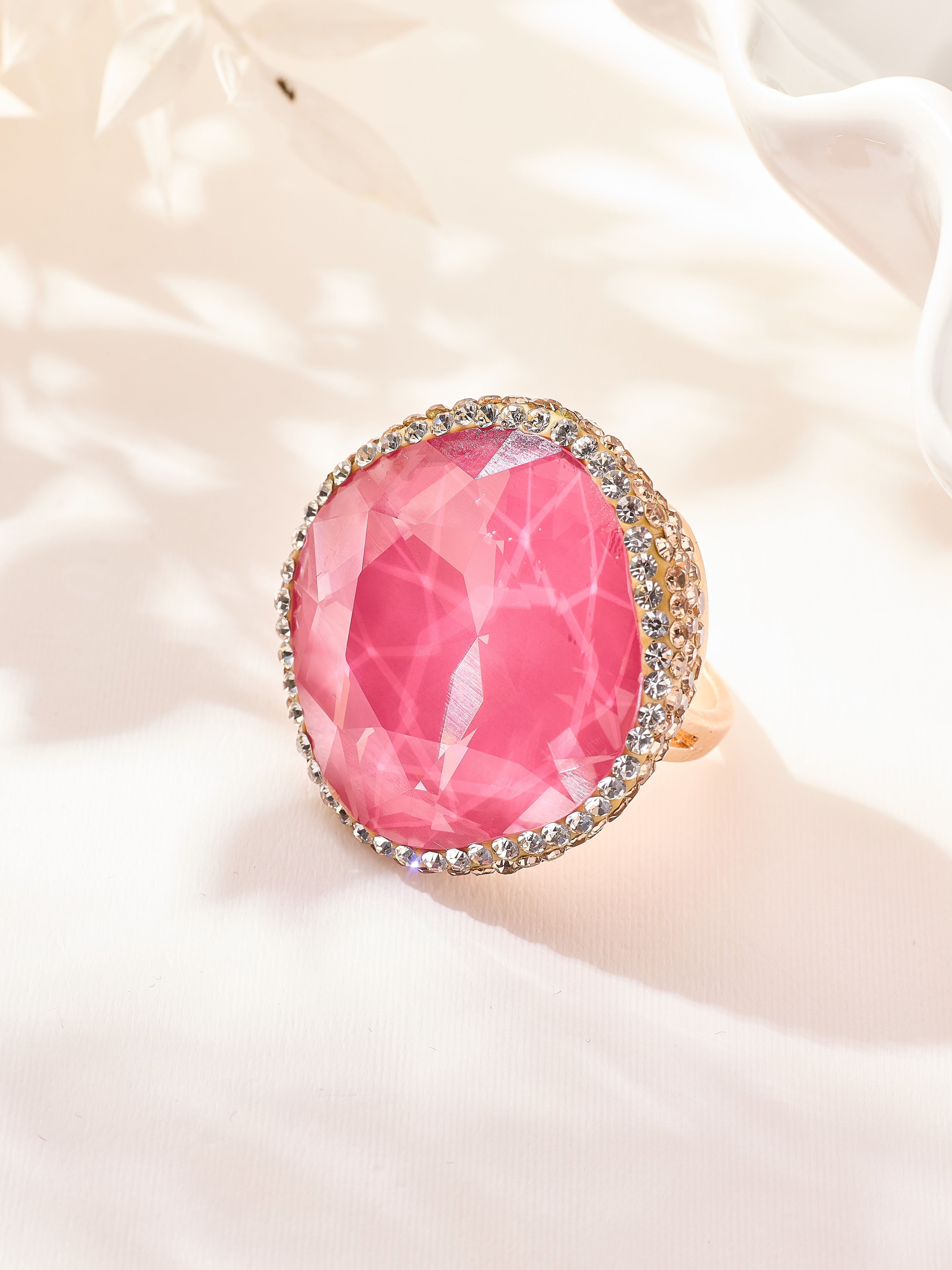 Crystal Pavé Cocktail Ring R2901-Gold