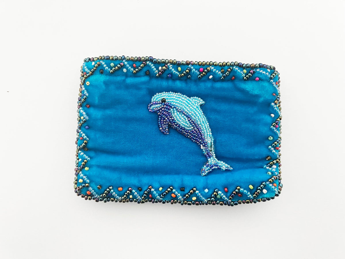 Dolphin Rectangular Velvet Coin Purse V0701