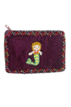 Mermaid Rectangular Velvet Coin Purse V0701